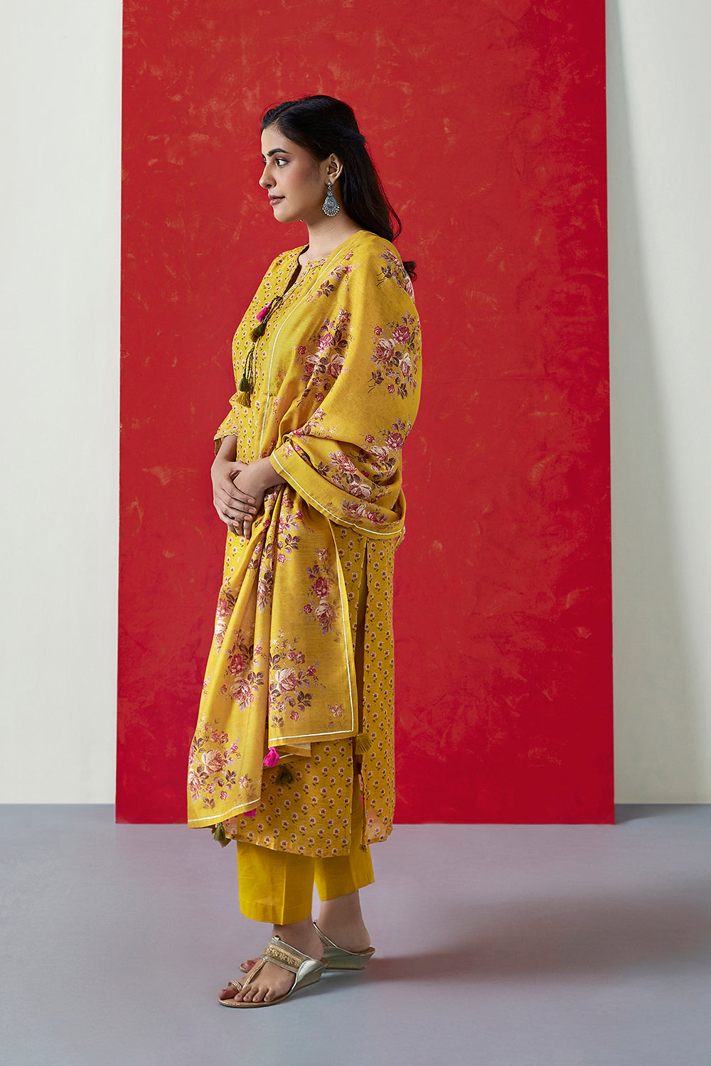 Yellow Chanderi Suit Set | HER-410