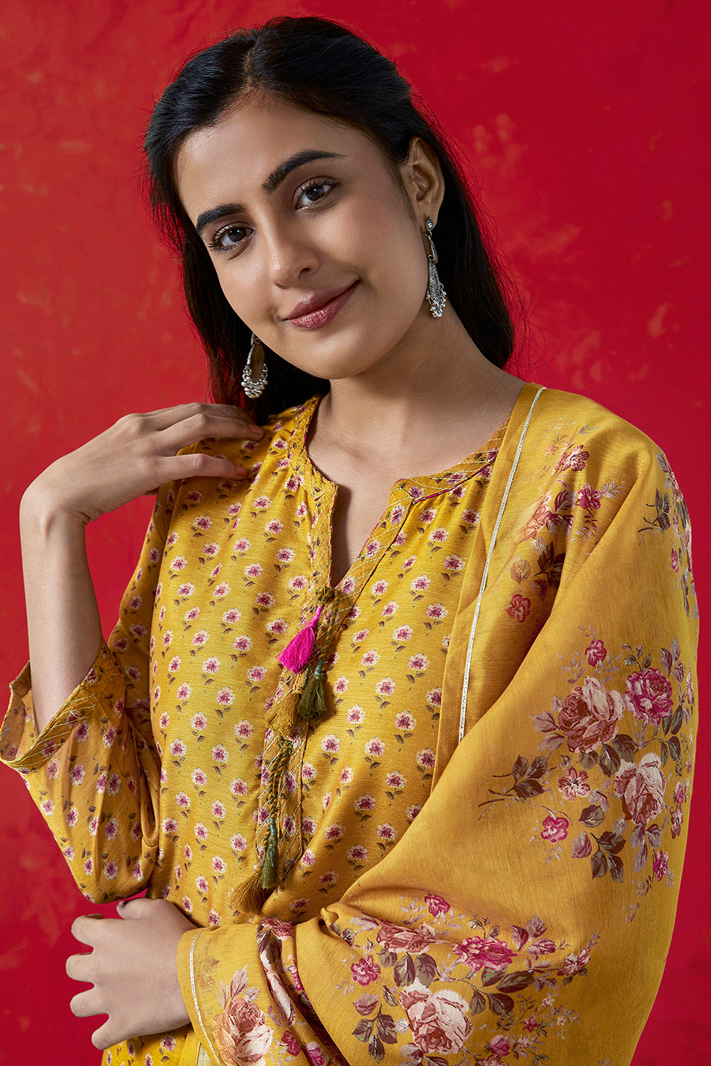 Yellow Chanderi Suit Set | HER-410