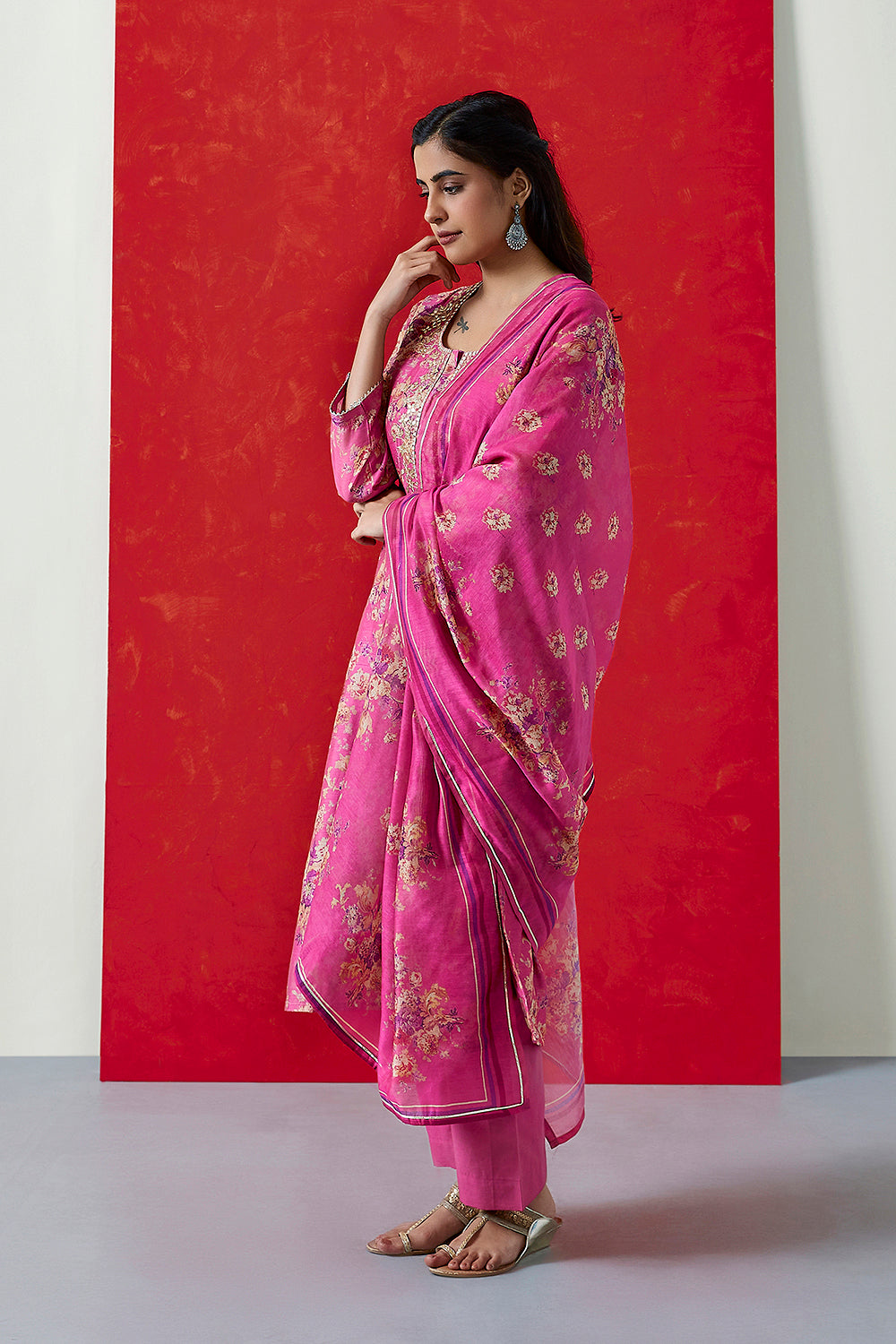 Heer Gulabi Pink Chanderi Suit Set | HER-255