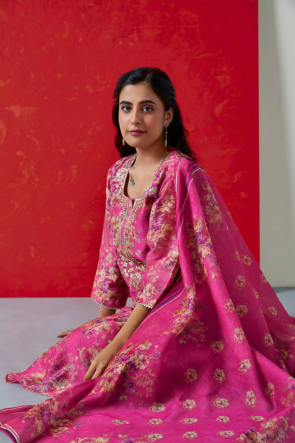 Heer Gulabi Pink Chanderi Suit Set | HER-255
