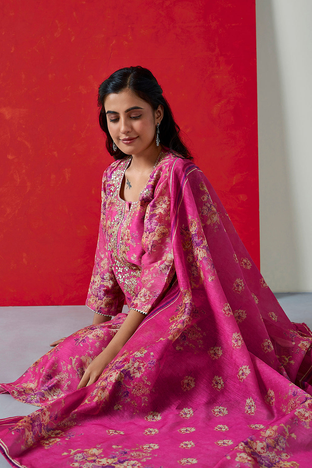Heer Gulabi Pink Chanderi Suit Set | HER-255