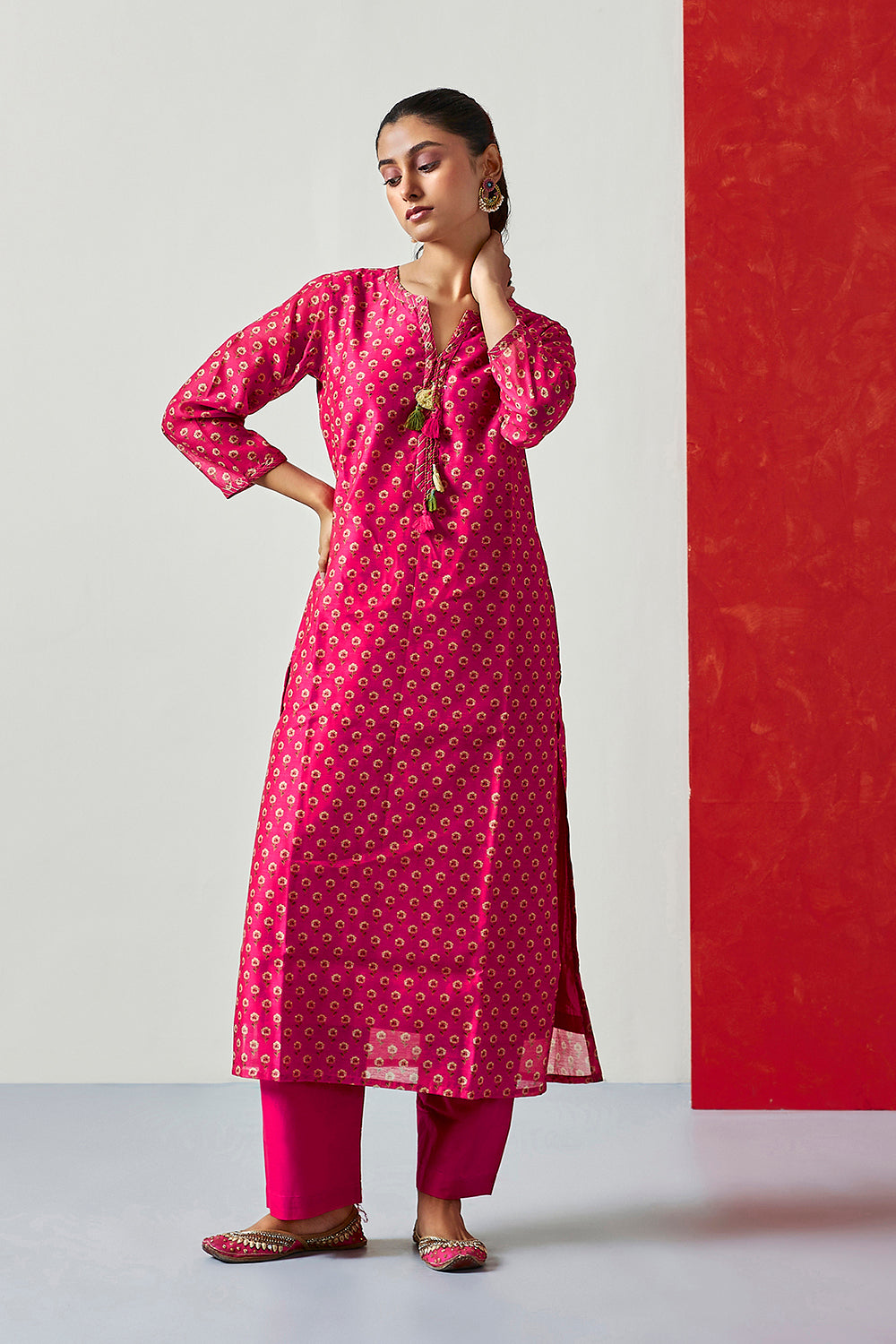 Dark Pink Chanderi Suit Set | HER-410