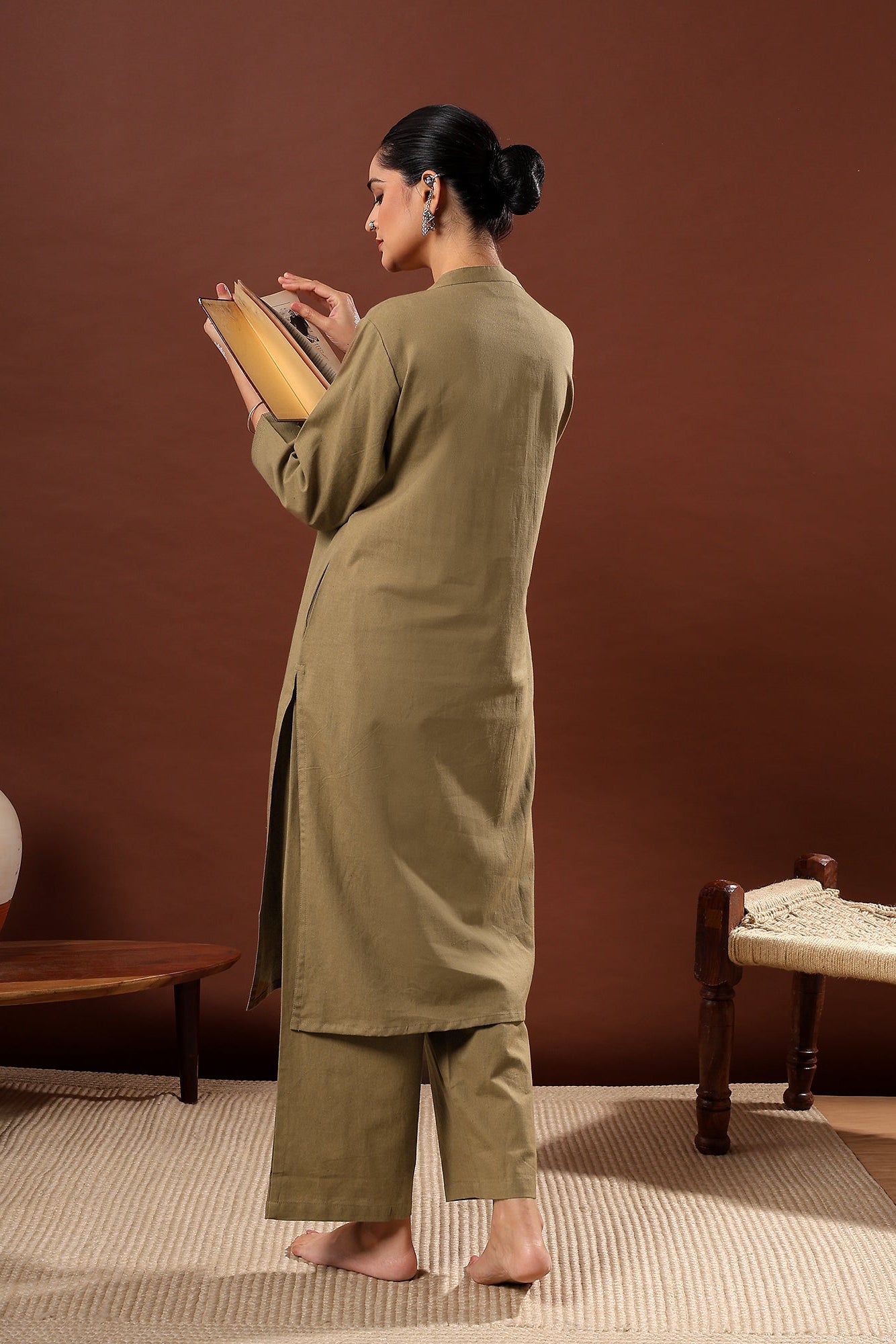 Forest Green Minimal Kurta/Co-ord Set | HER-527