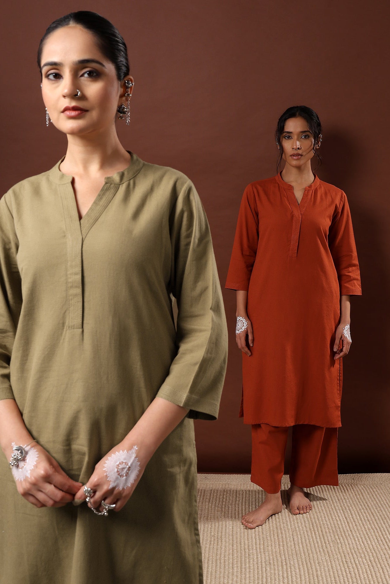 Forest Green Minimal Kurta/Co-ord Set | HER-527