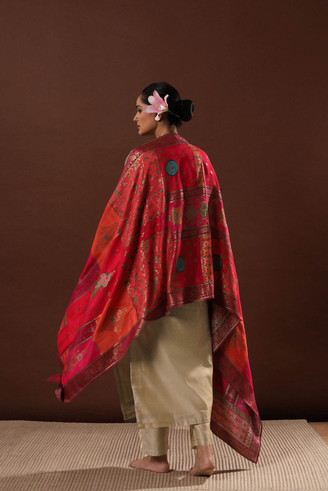 Zayna Gold Chanderi Suit Set with Banarasi Dupatta | HER-486