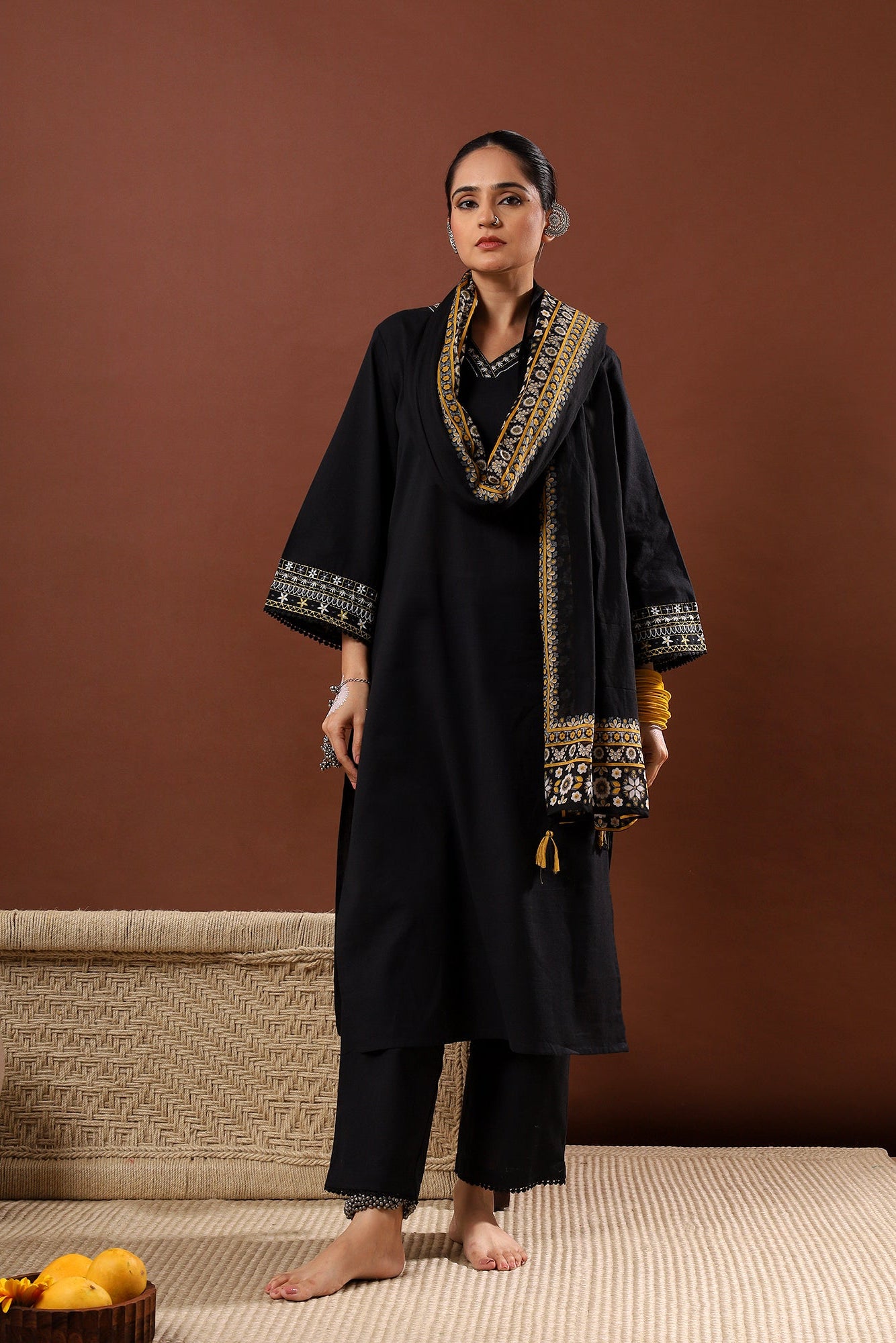 Nazaakat Linen Black Suit Set