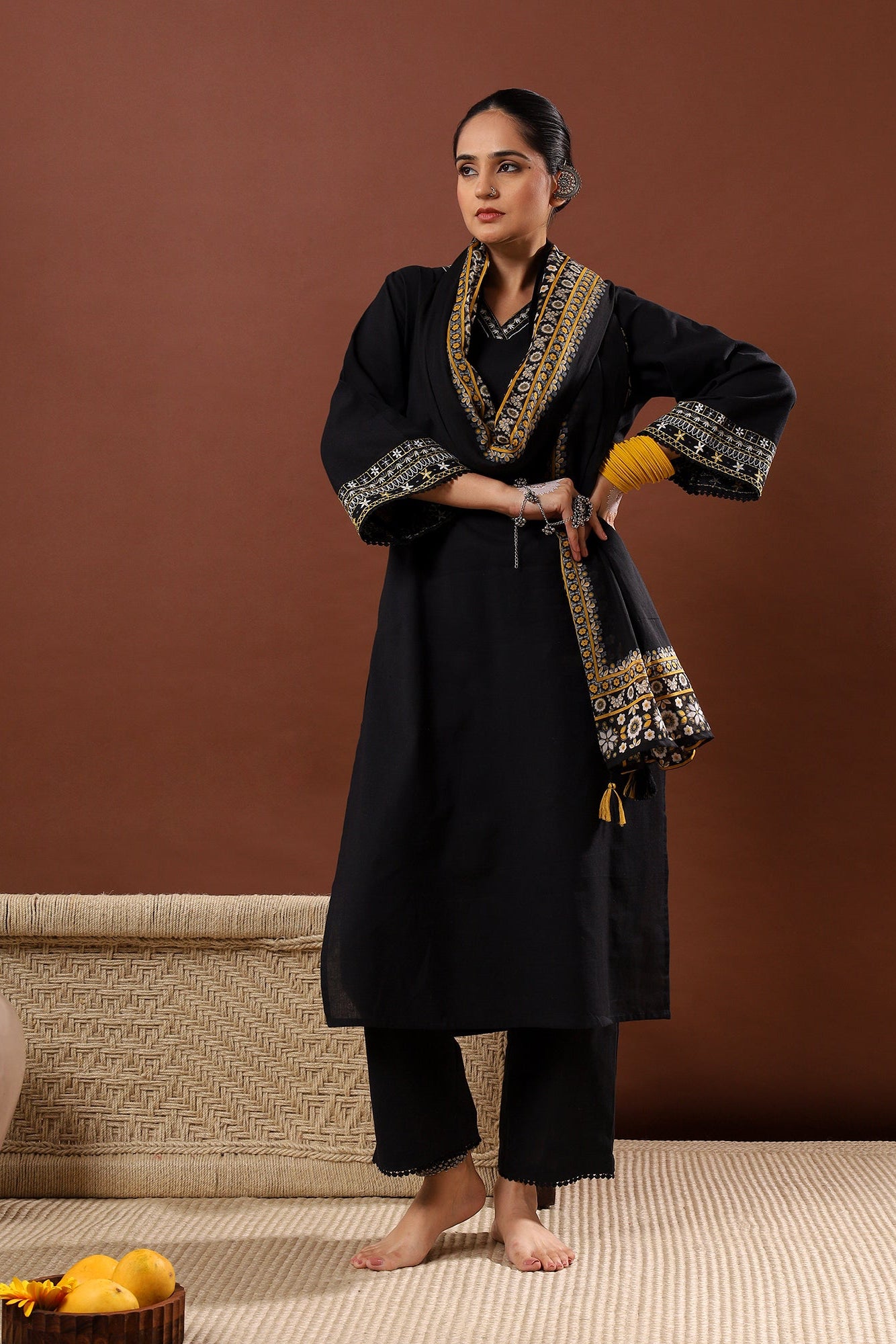 Nazaakat Linen Black Suit Set