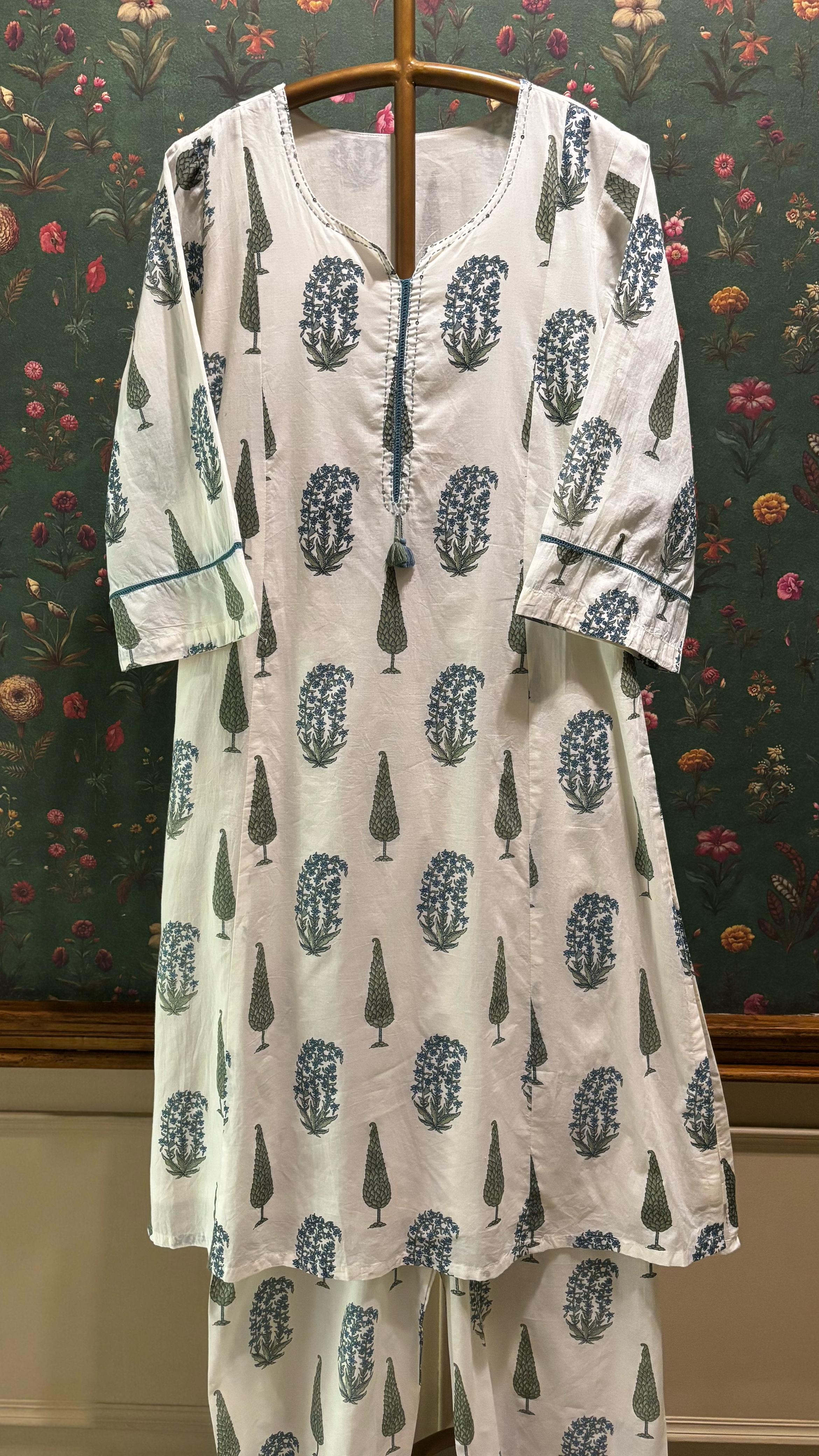 Paisley Hand-block Cotton Kurta/Co-ord Set | HER-520