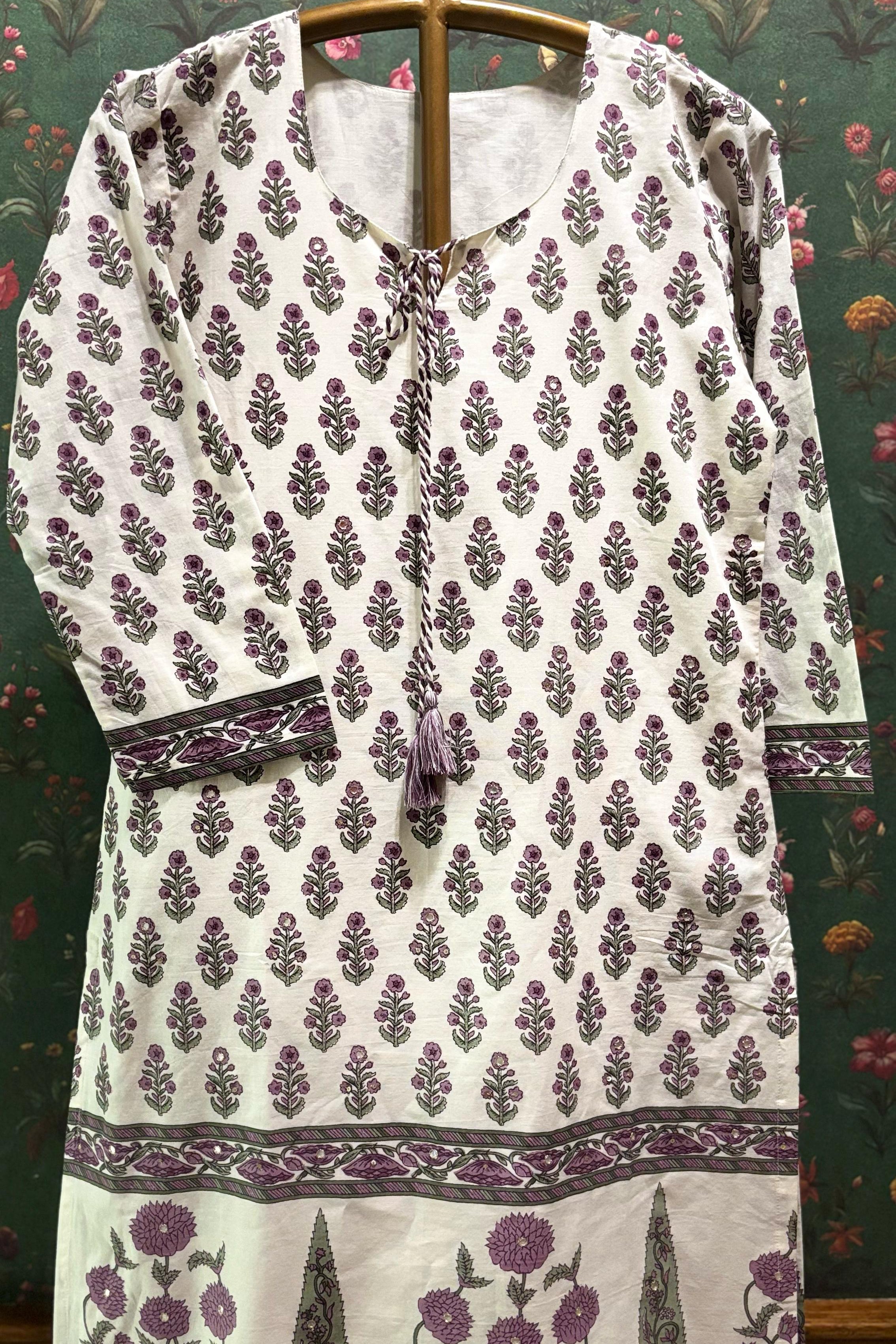 Tassel Bloom Lilac Co-ord/Kurta Set | HER-566