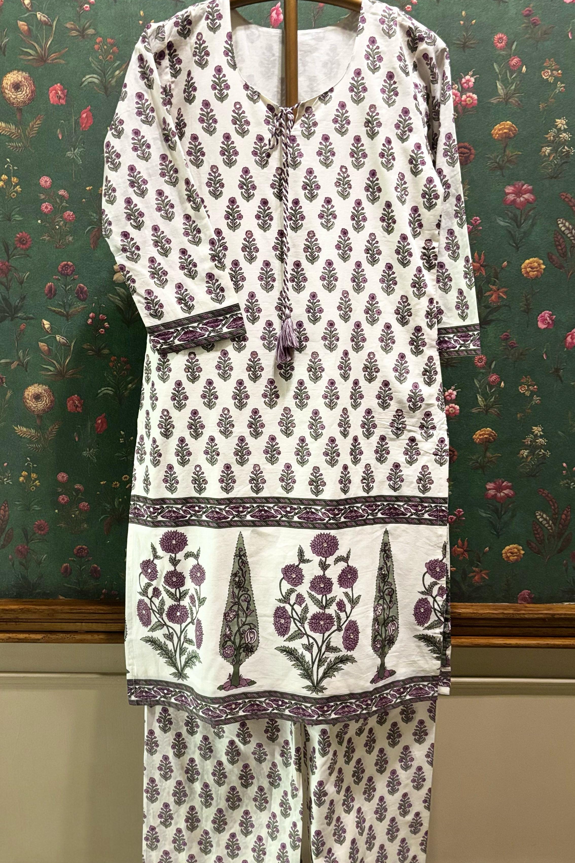 Tassel Bloom Lilac Co-ord/Kurta Set | HER-566