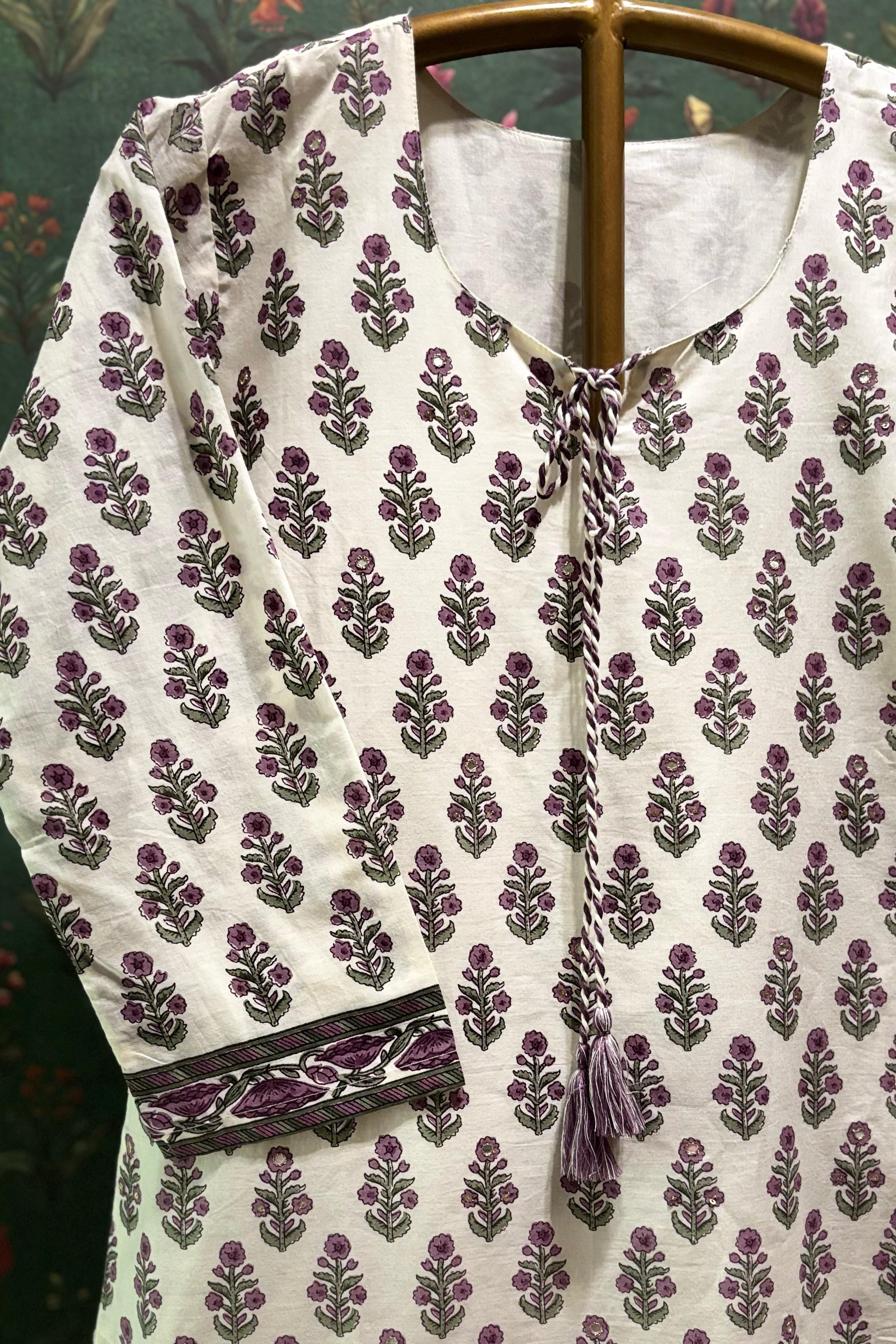 Tassel Bloom Lilac Co-ord/Kurta Set | HER-566