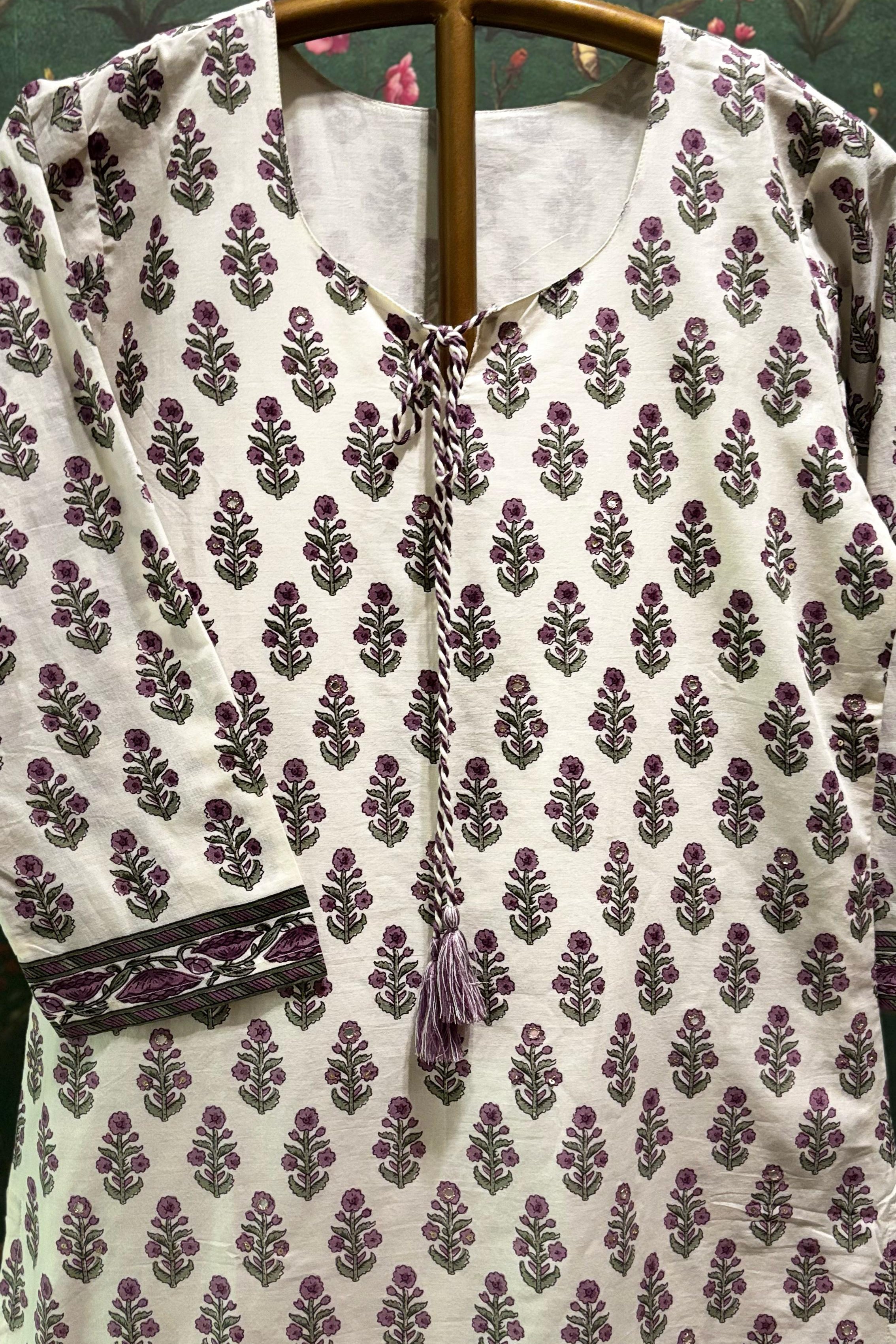 Tassel Bloom Lilac Co-ord/Kurta Set | HER-566