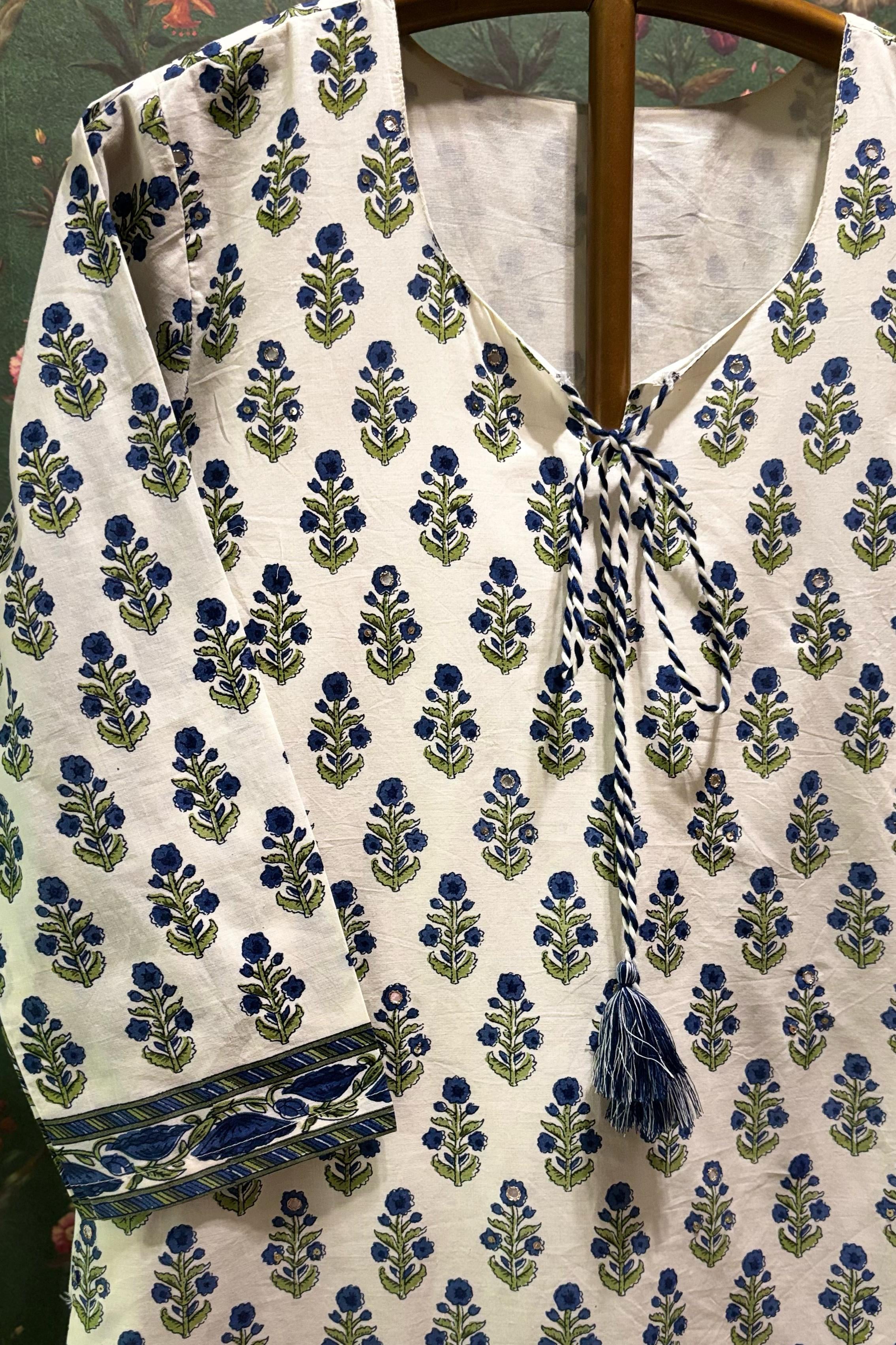 Tassel Bloom Blue Co-ord/Kurta Set | HER-566