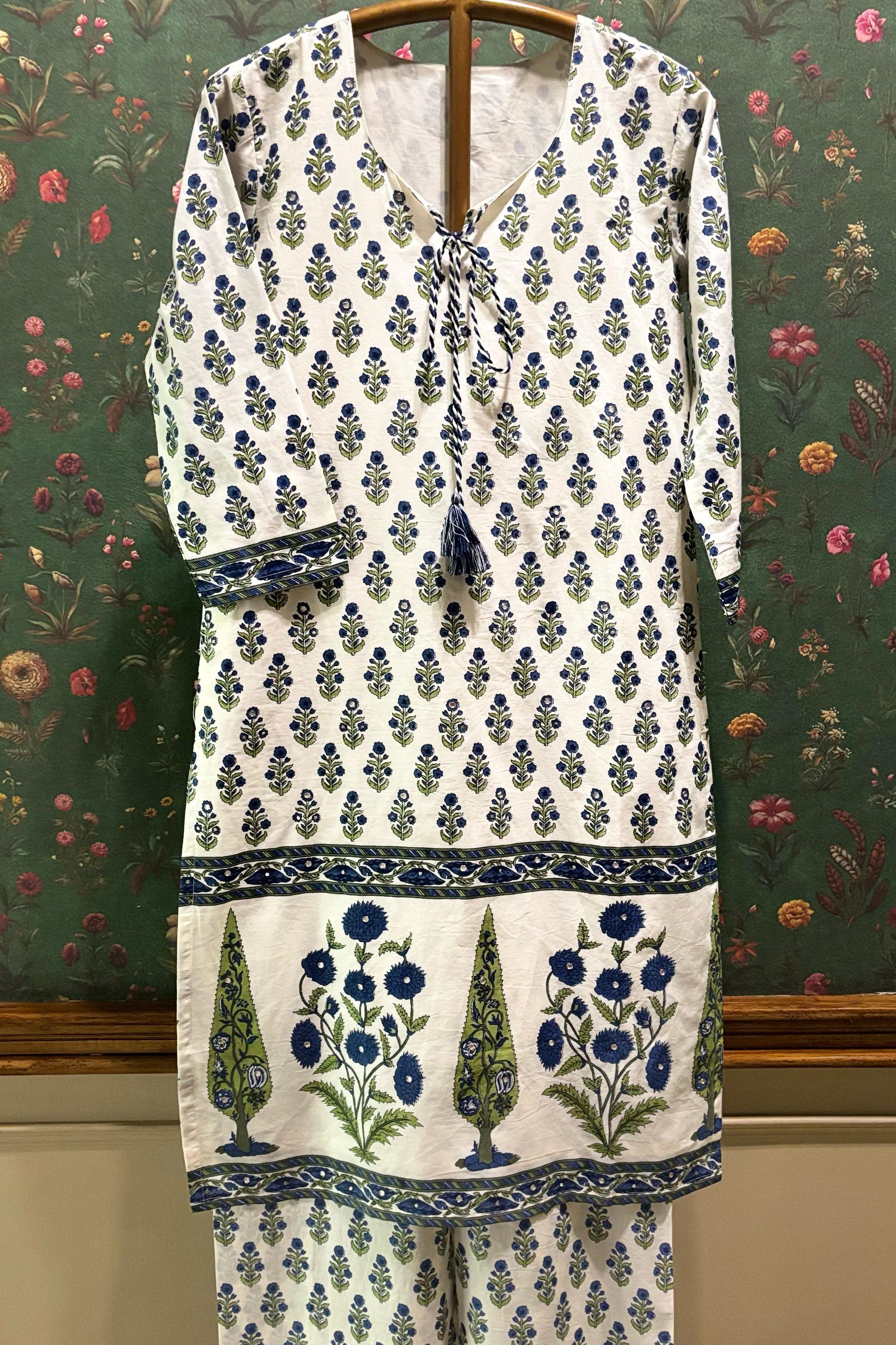 Tassel Bloom Blue Co-ord/Kurta Set | HER-566