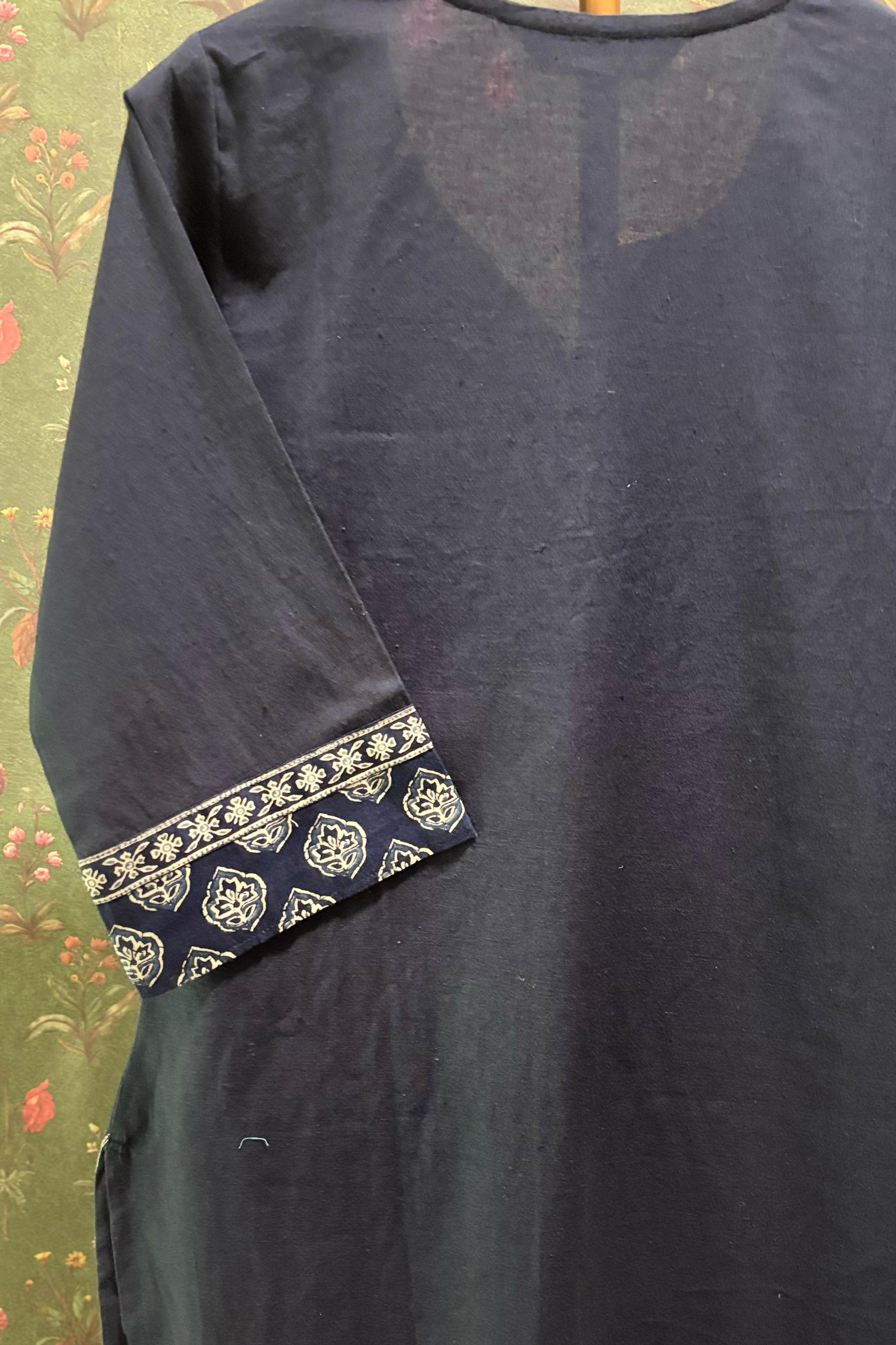 Blue Straight Fit Cotton Kurta Set | HER-491