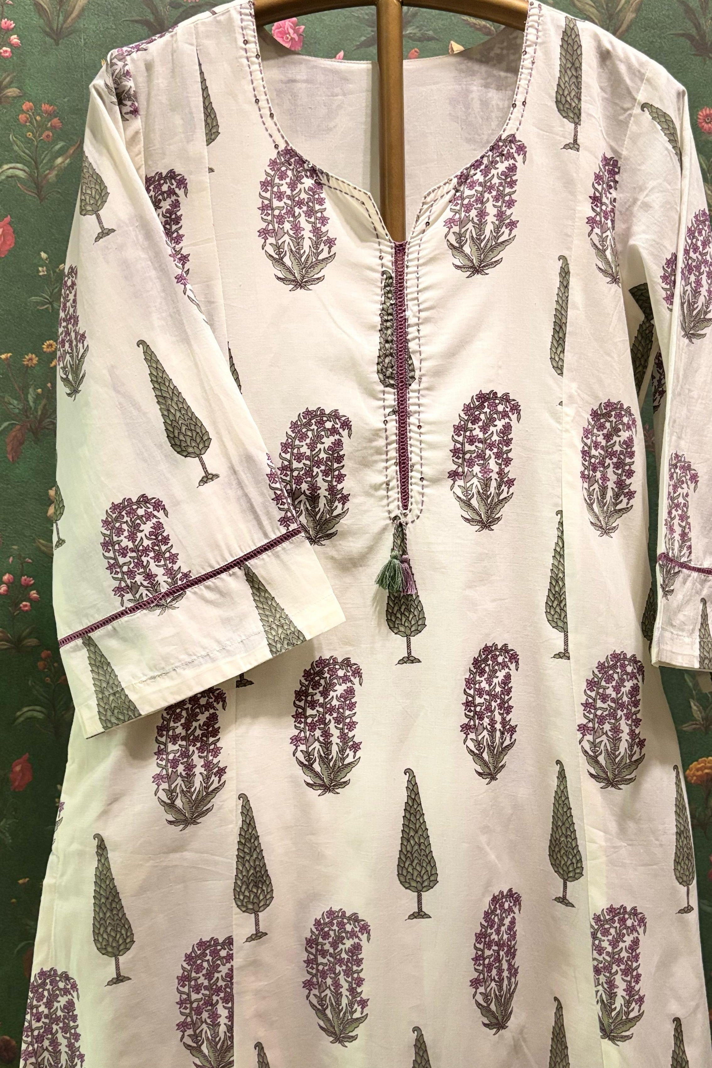 Paisley Hand-block Cotton Kurta/Co-ord Set | HER-520