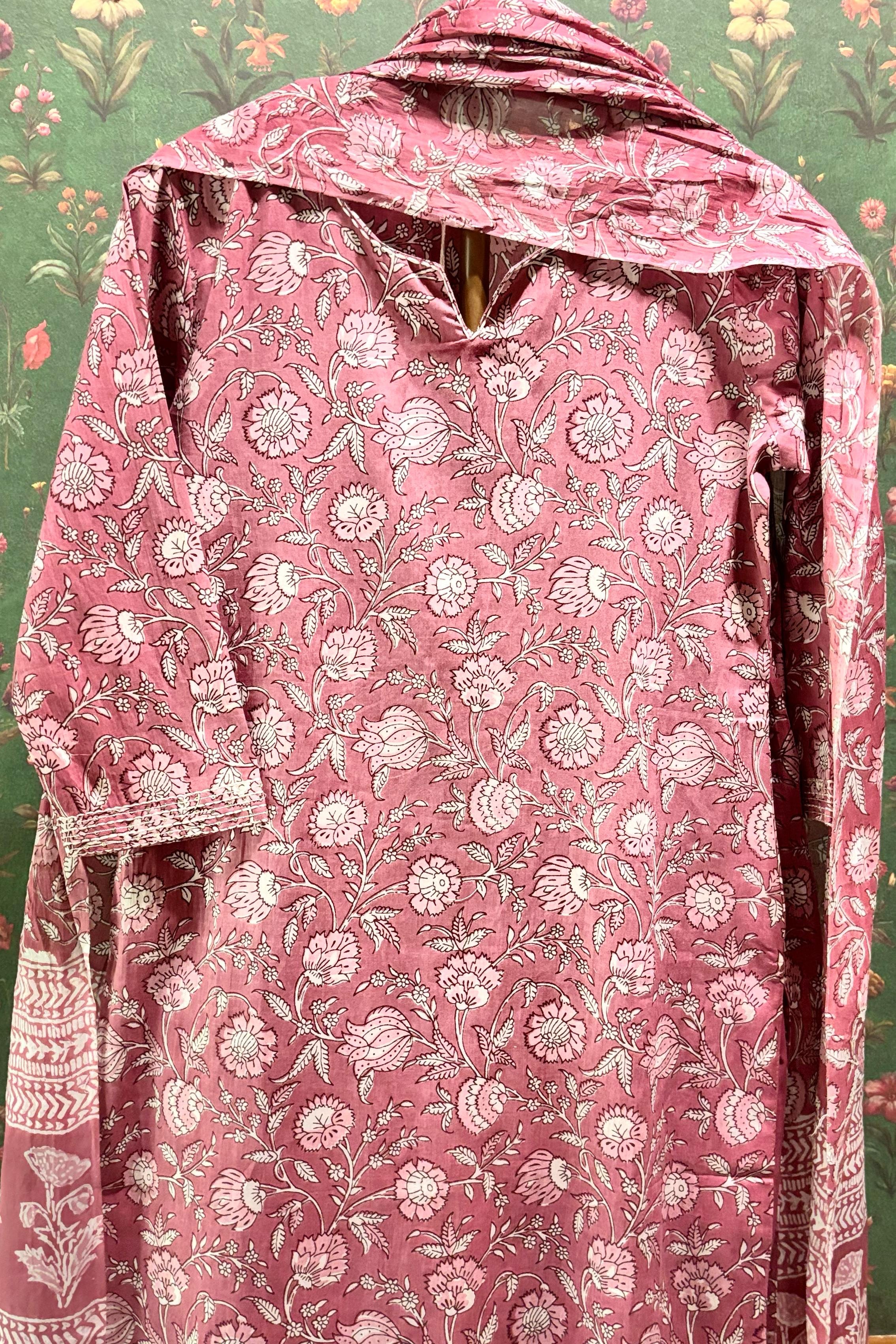 Pink Straight Fit Cotton Suit Set | HER-451