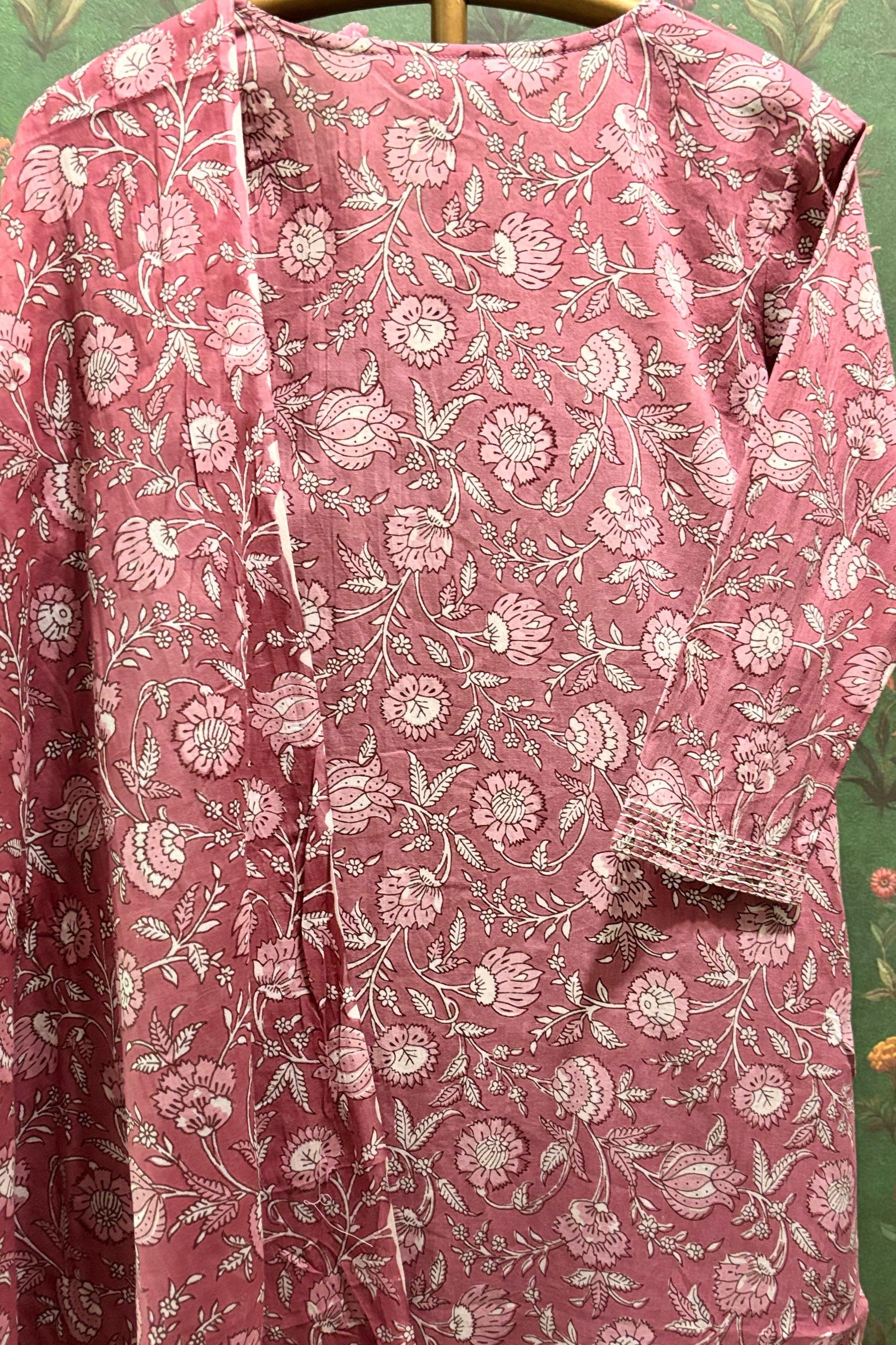 Pink Straight Fit Cotton Suit Set | HER-451