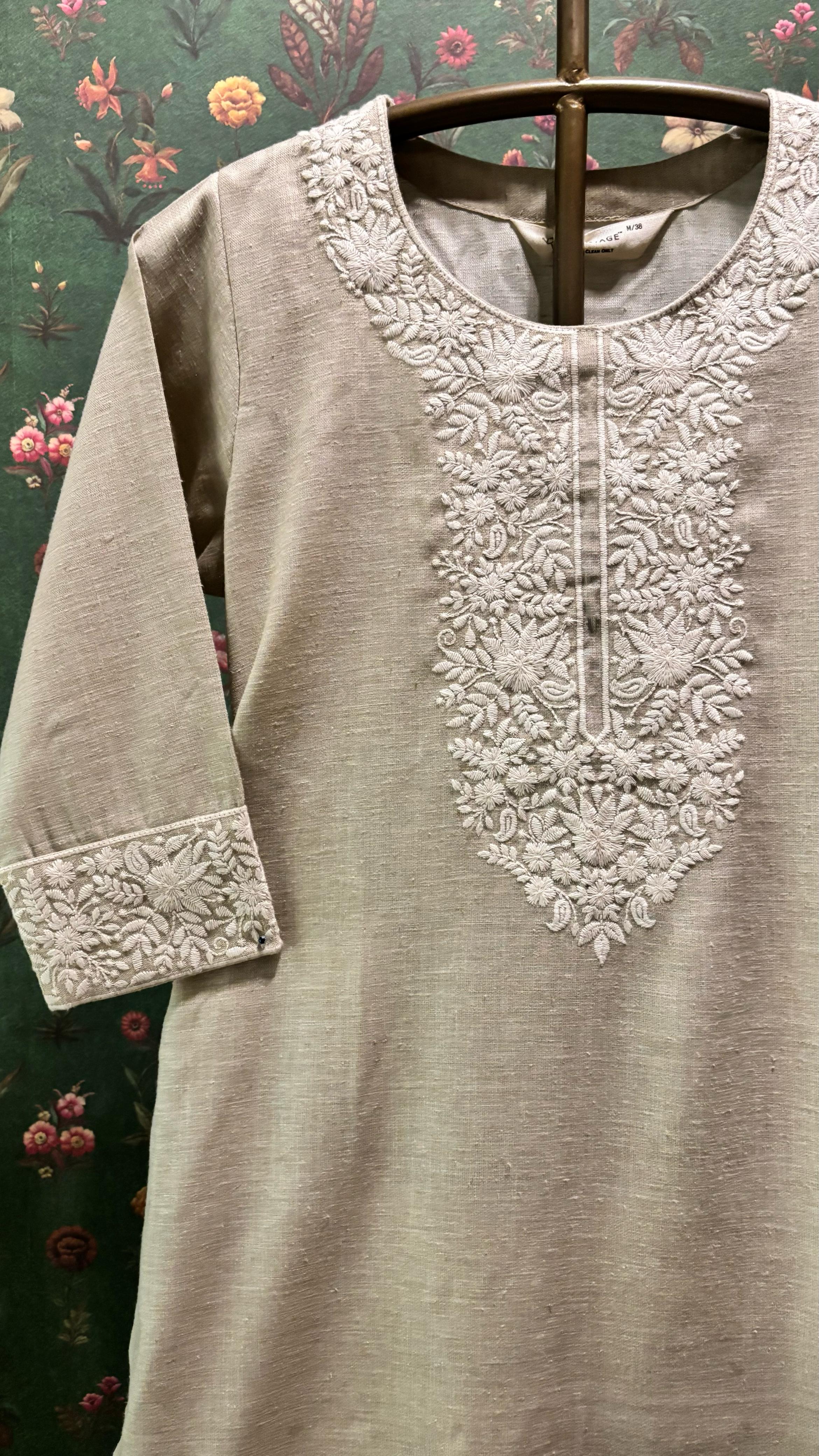 Beige/Fawn Cotton Linen Kurta/Co-ord Set | HER-517