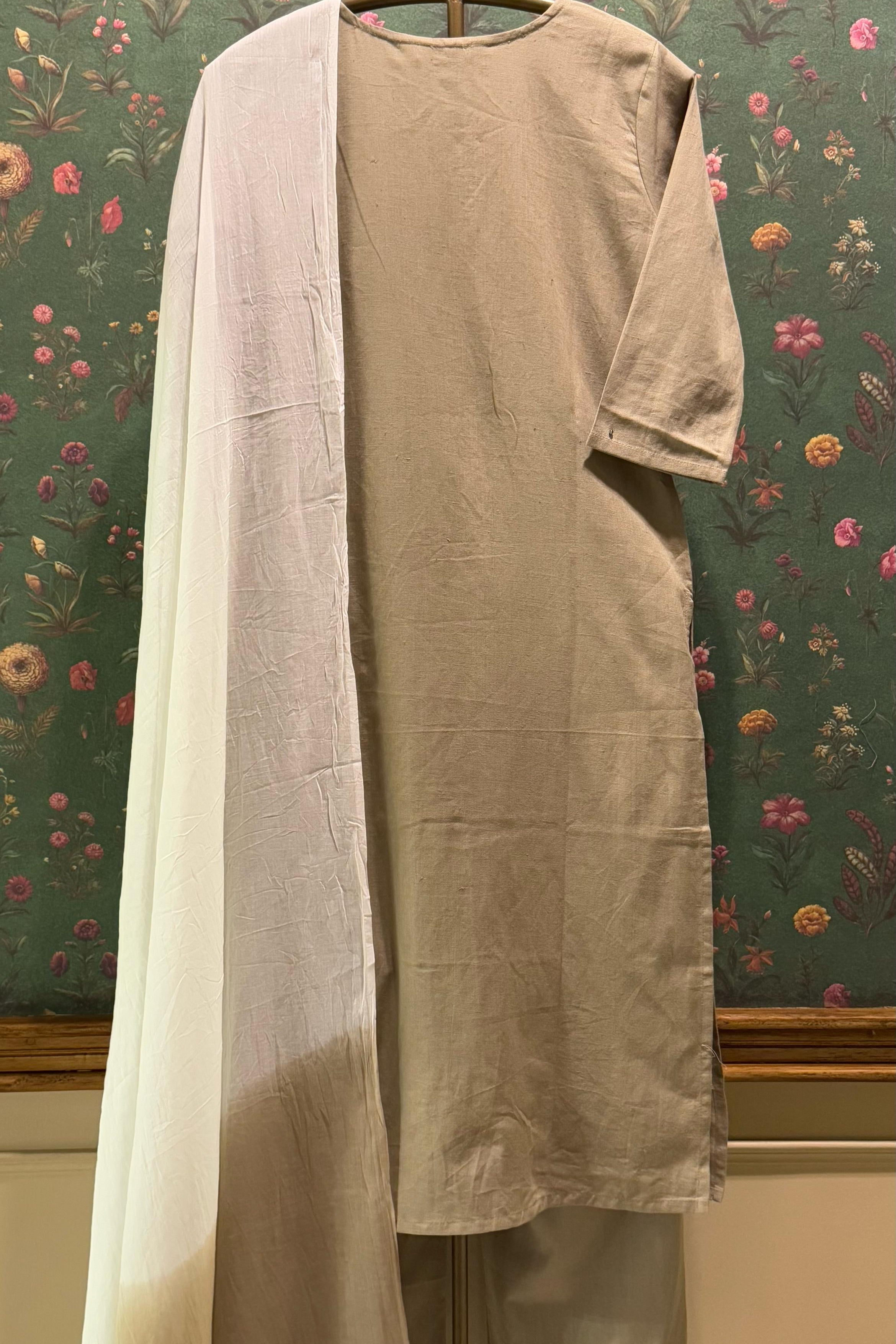 Beige Chikankari Suit Set | HER-522