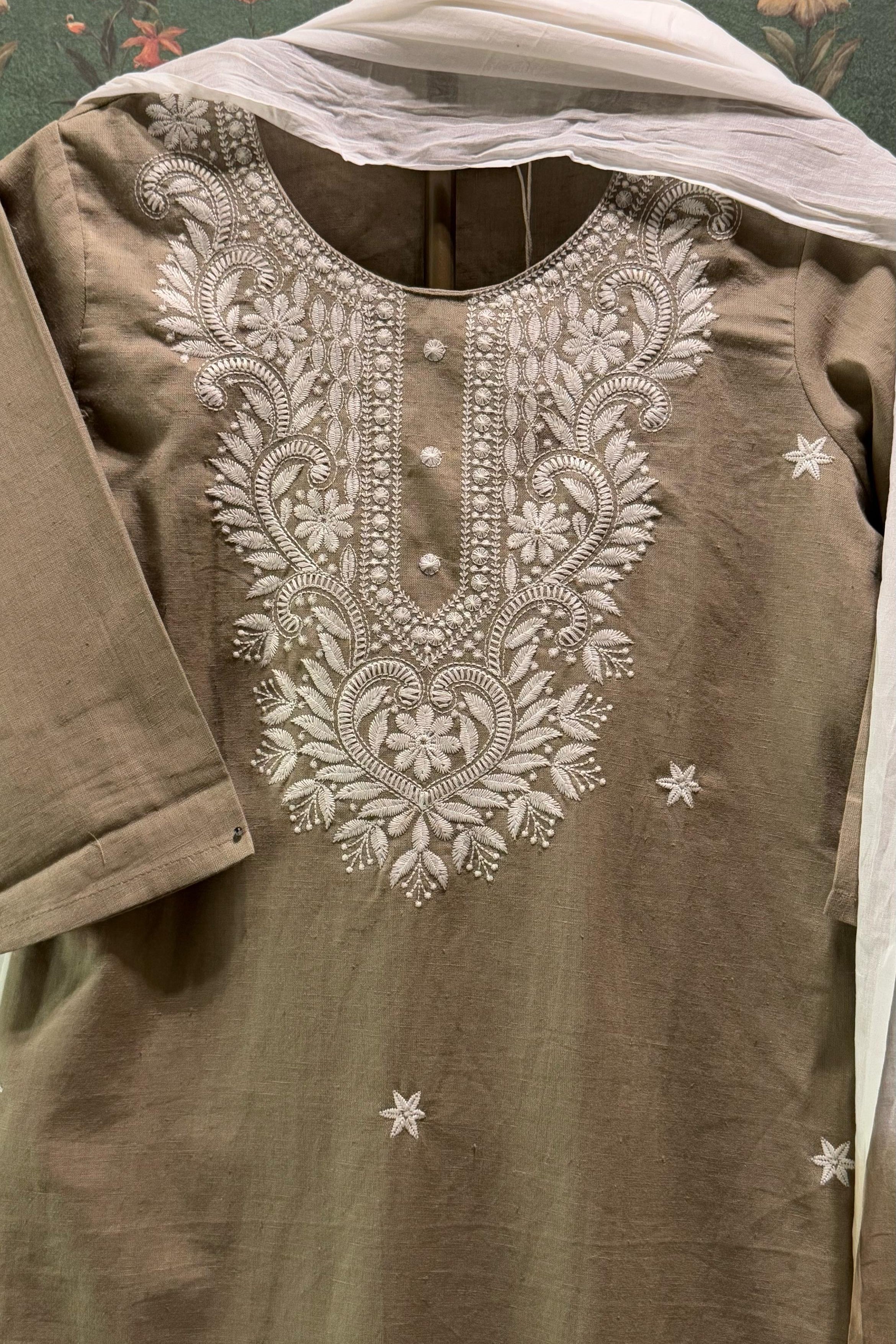 Beige Chikankari Suit Set | HER-522