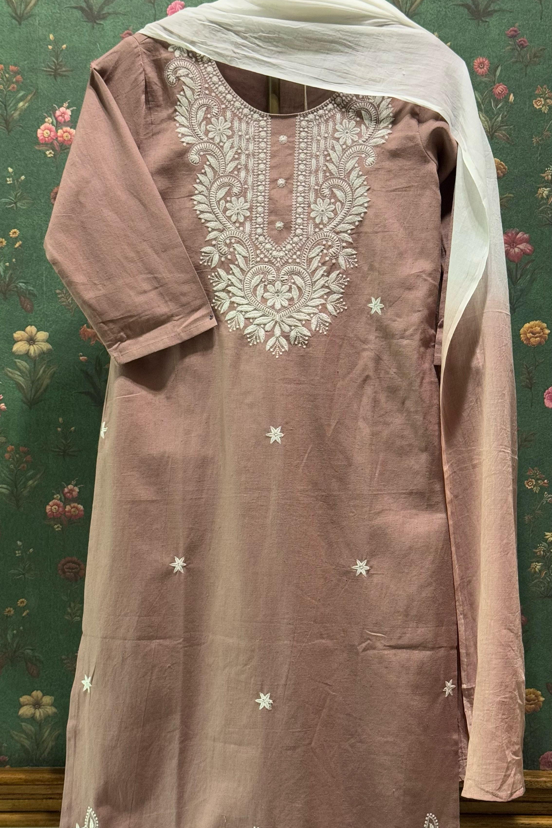 Pastel Pink Chikankari Suit Set | HER-522