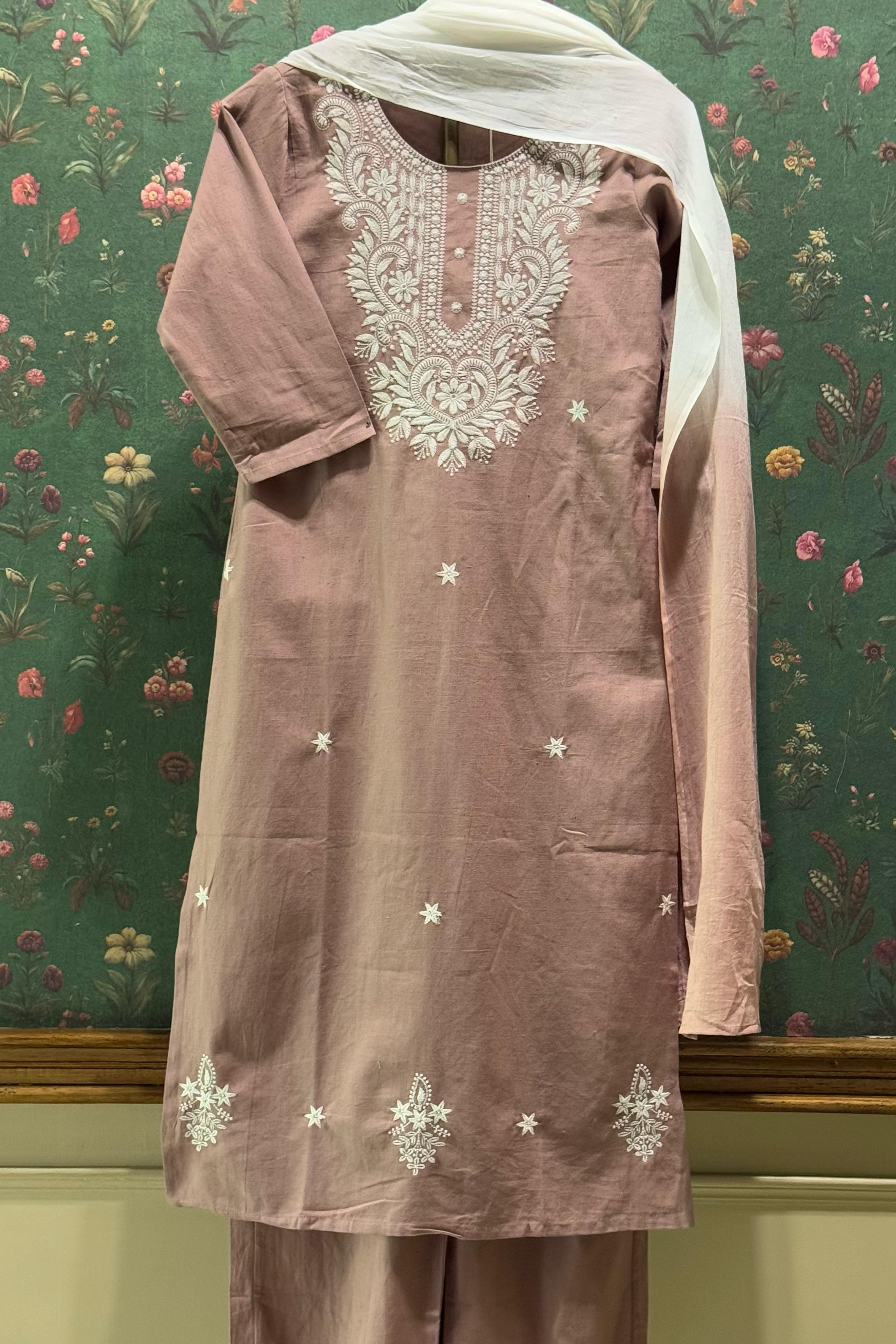Pastel Pink Chikankari Suit Set | HER-522