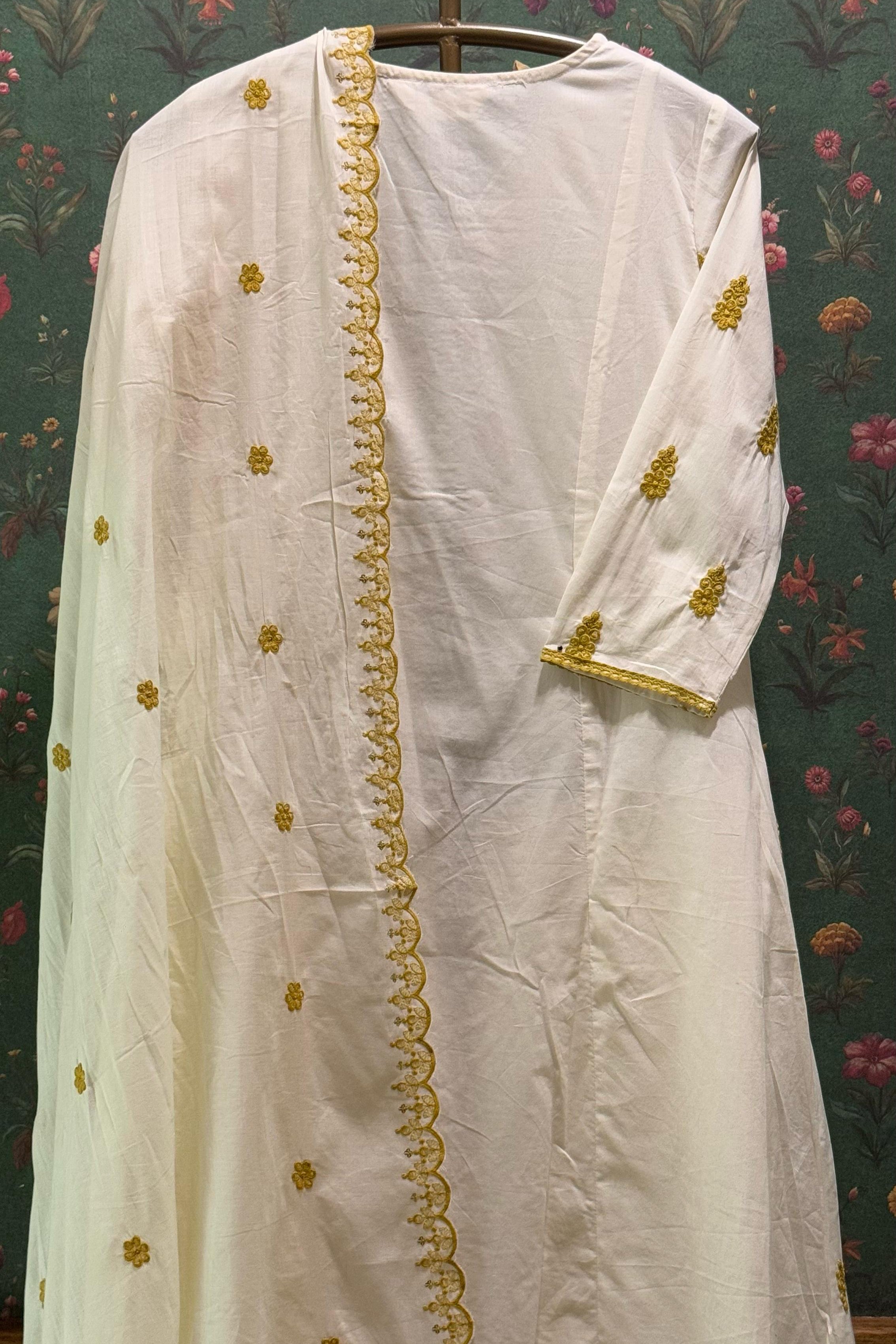 Ivory Cotton Charm Suit Se, Yellow | HER-514