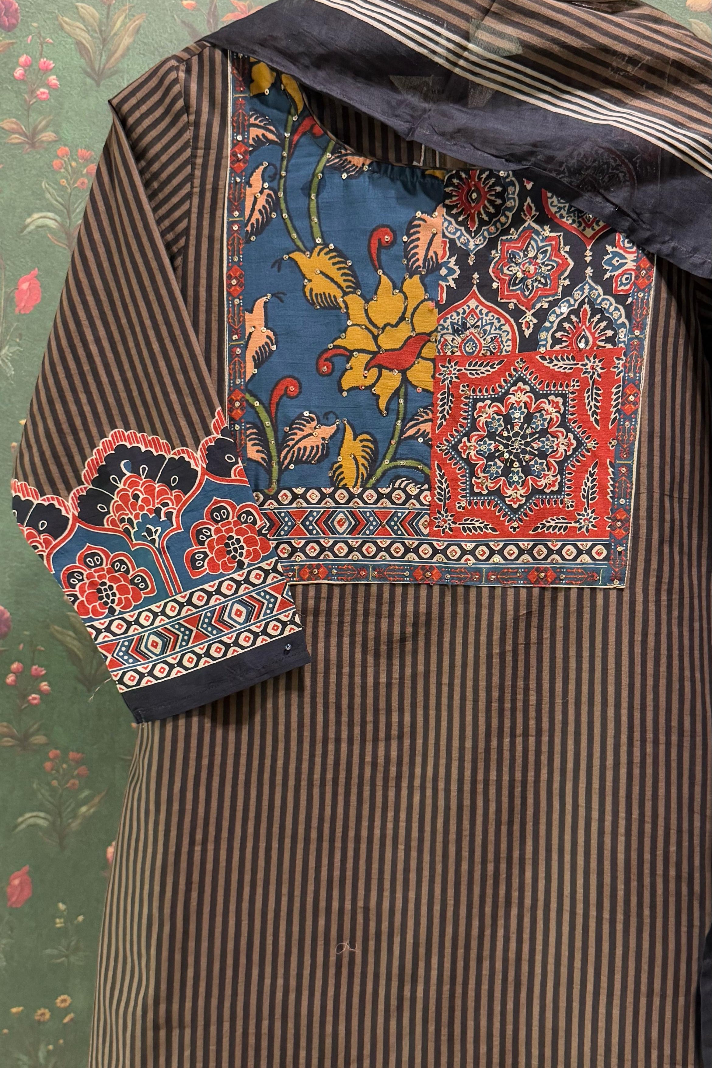 Brown Straight Fit Cotton Suit Set | HER-494