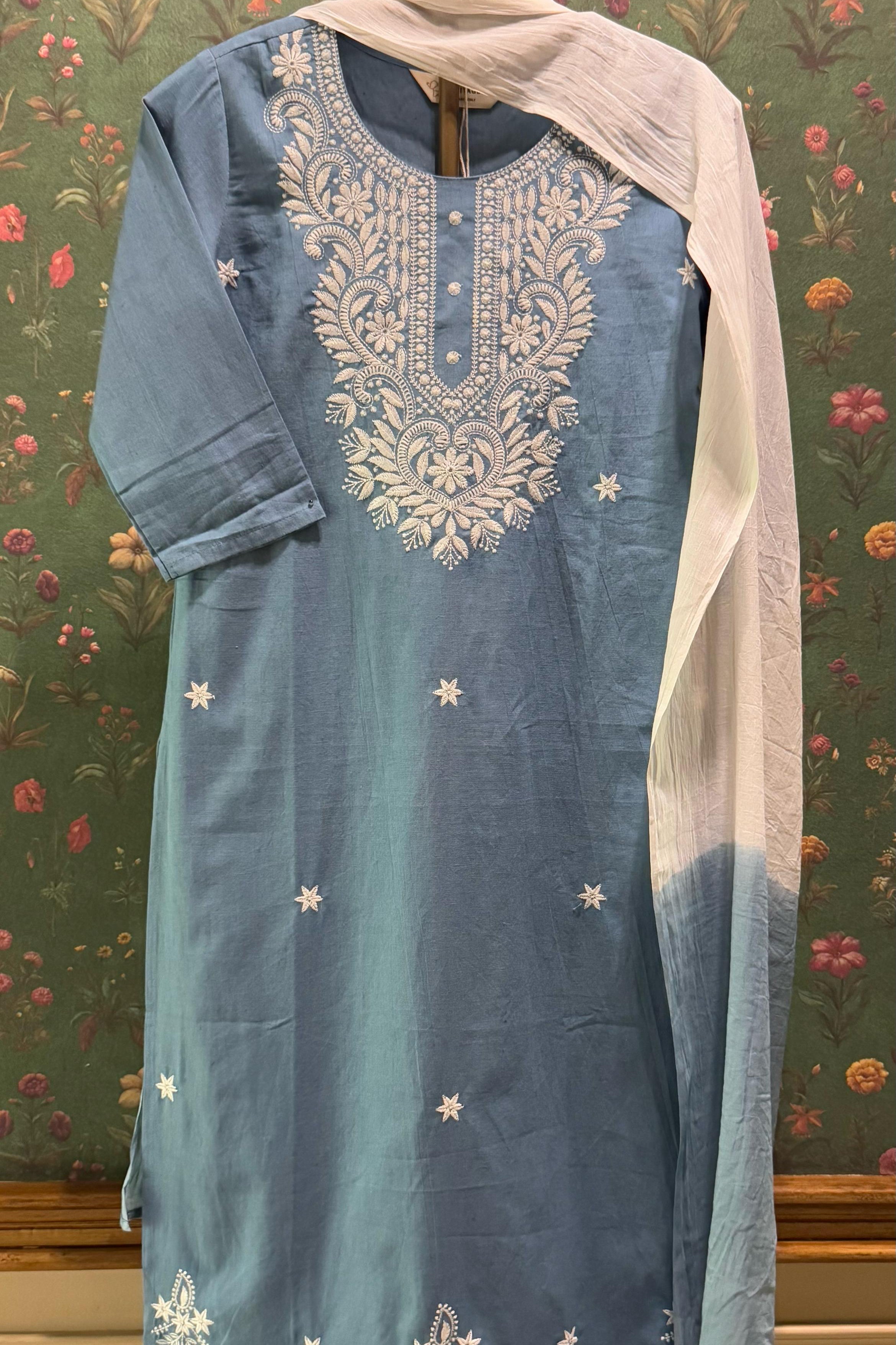 Blue Chikankari Suit Set | HER-522