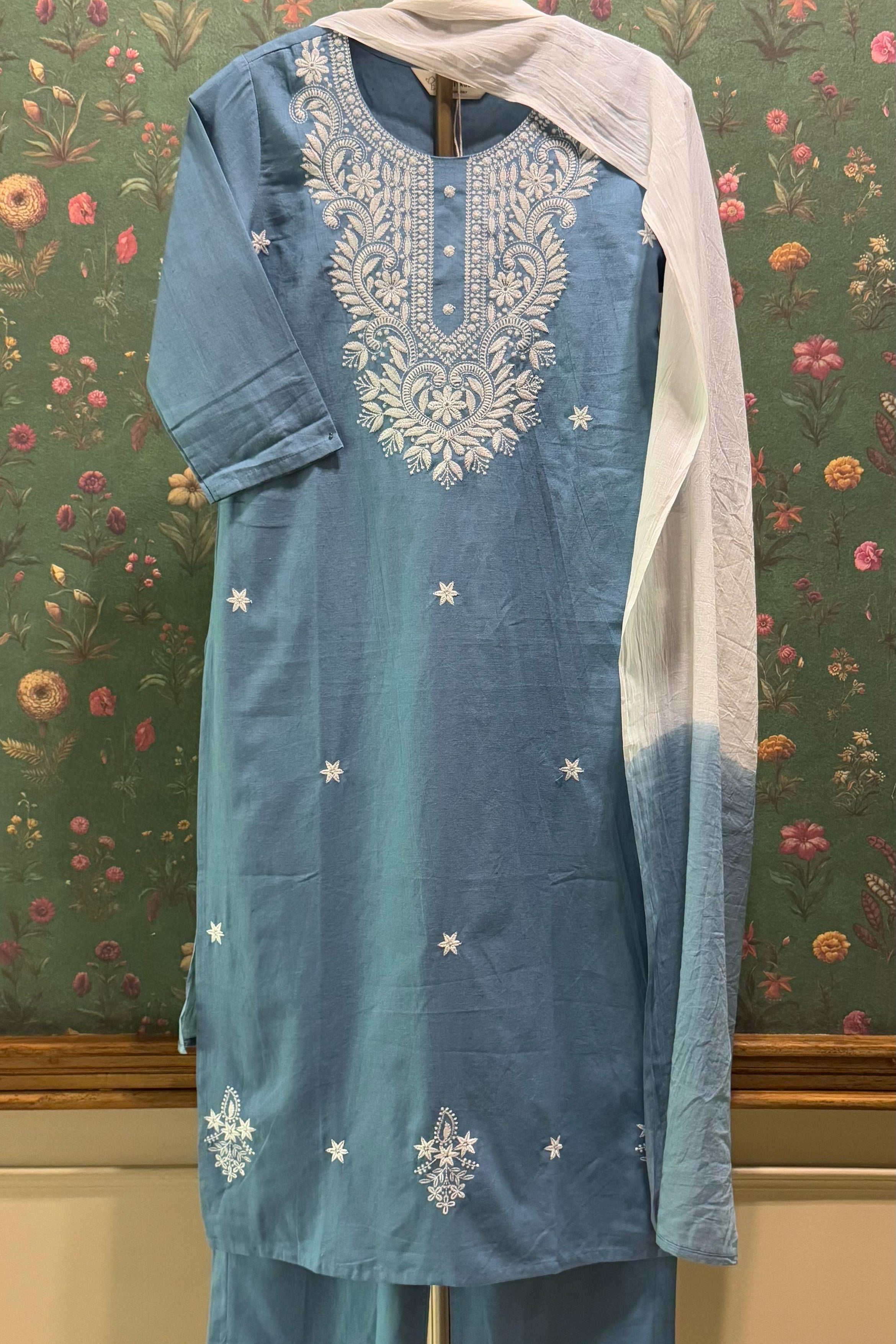 Blue Chikankari Suit Set | HER-522