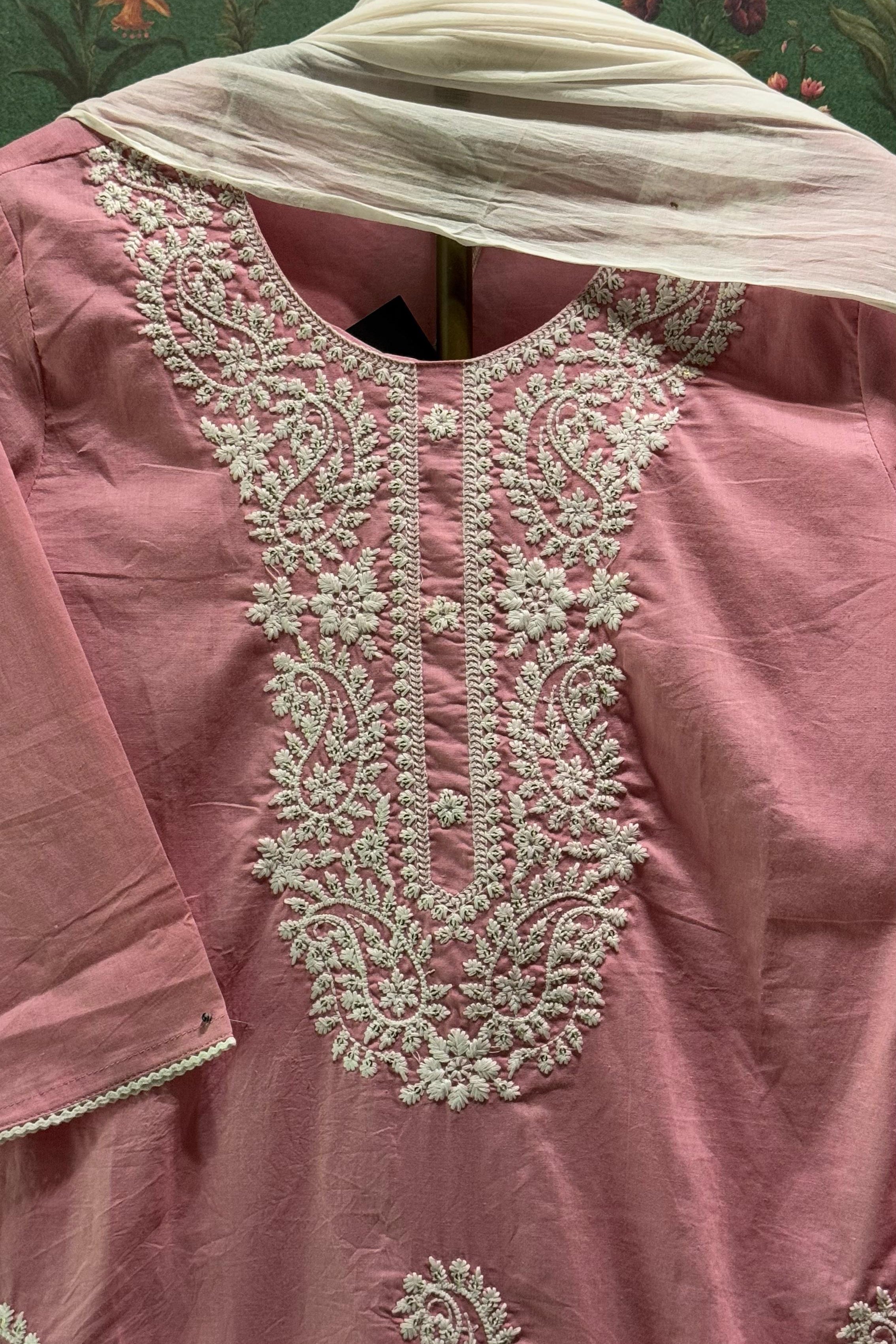 Pink Chikankari Suit Set | HER-521