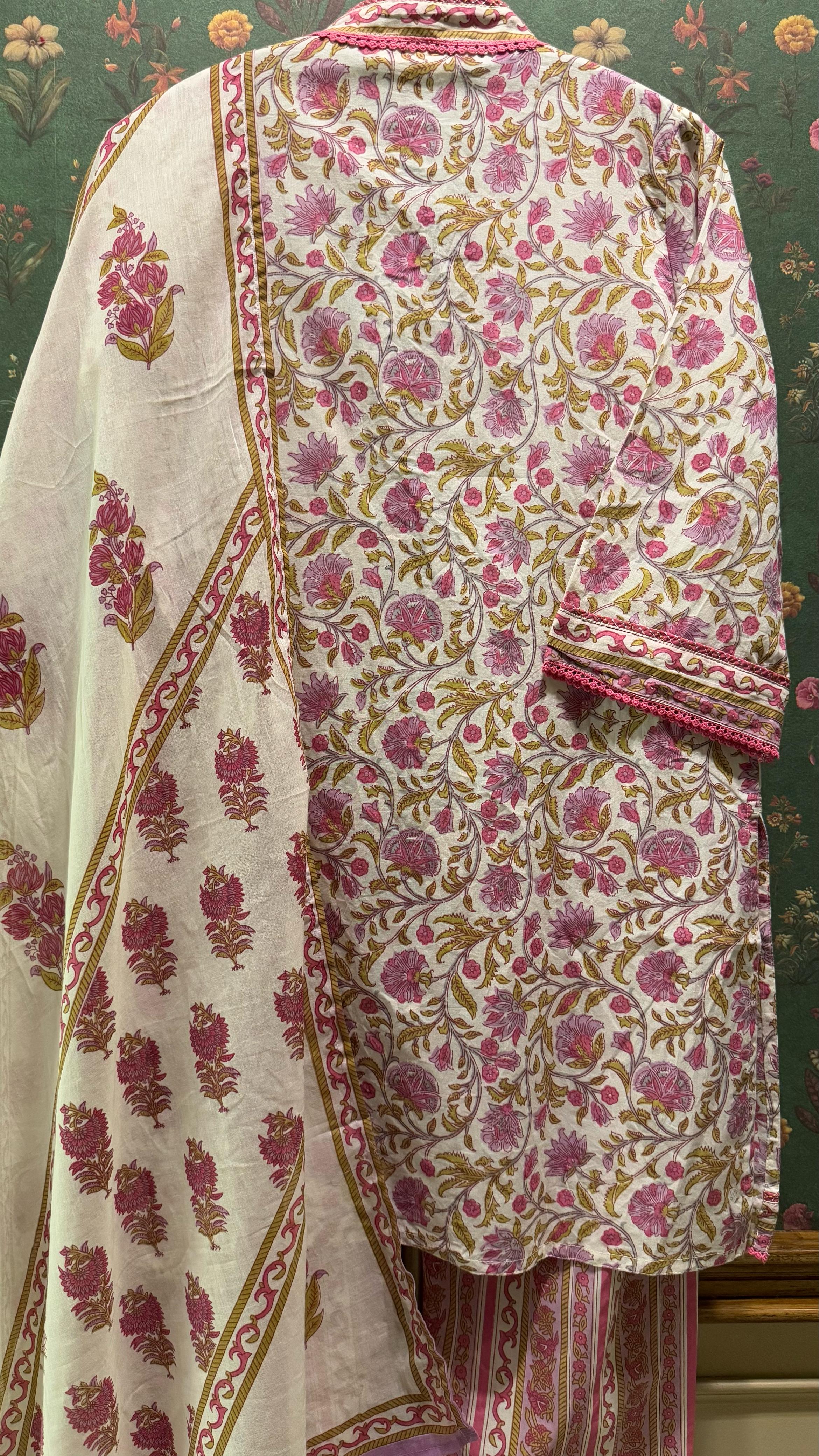 Pink Straight fit Cotton Suit Set