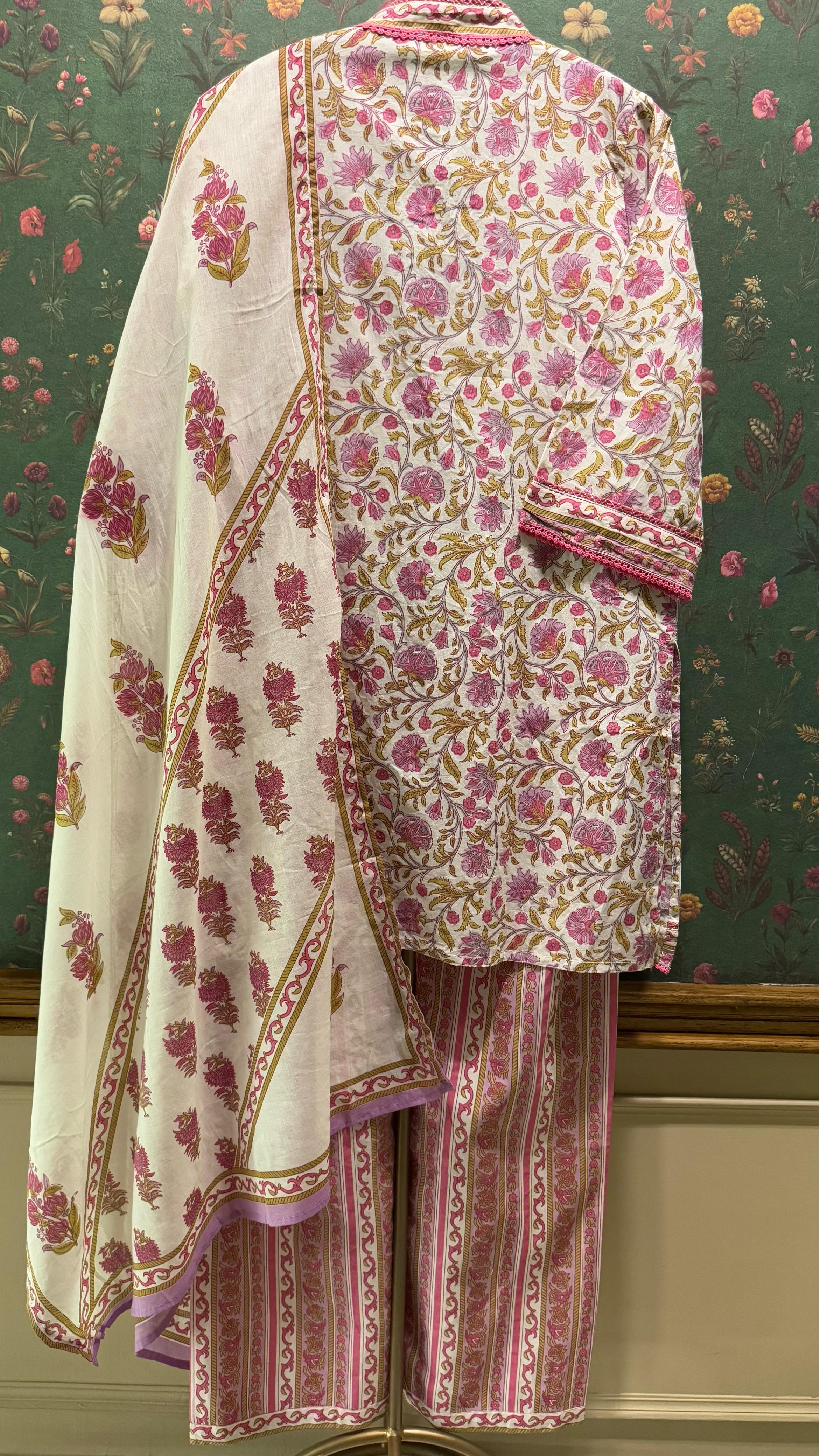 Pink Straight fit Cotton Suit Set