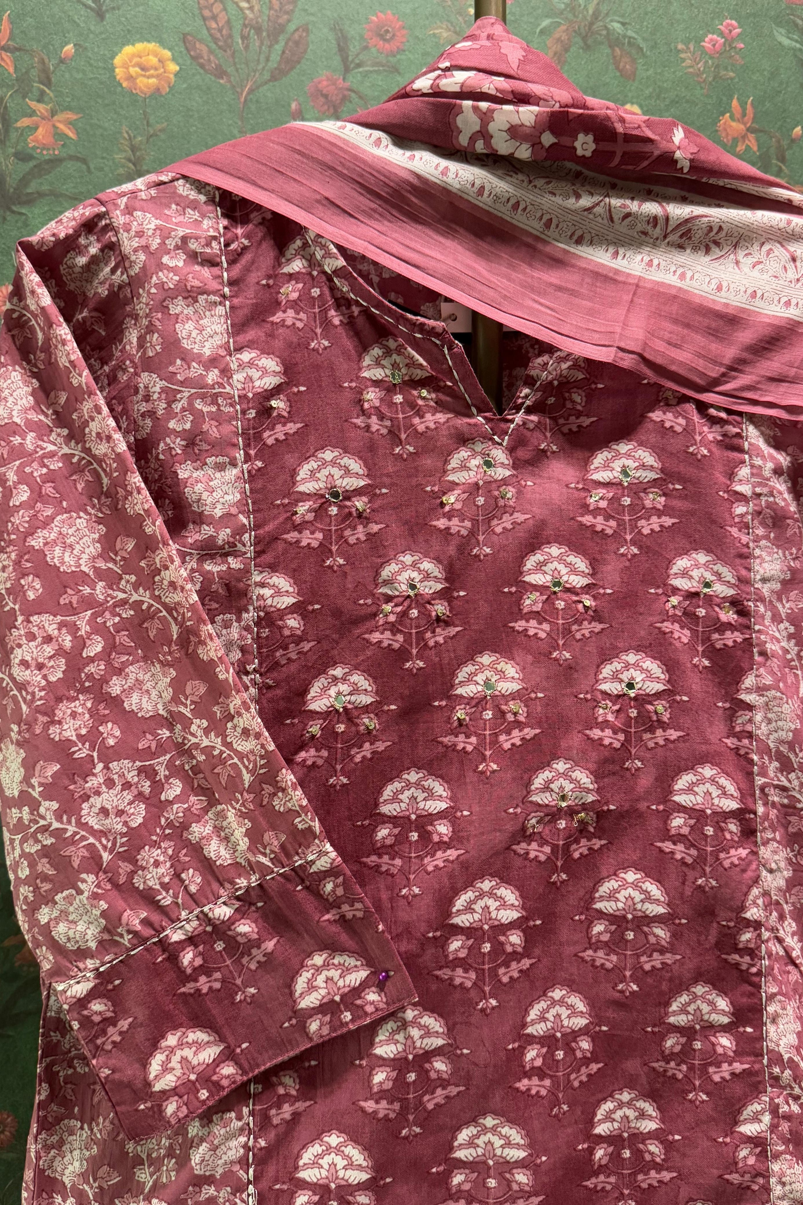 Pink Cotton Suit Set