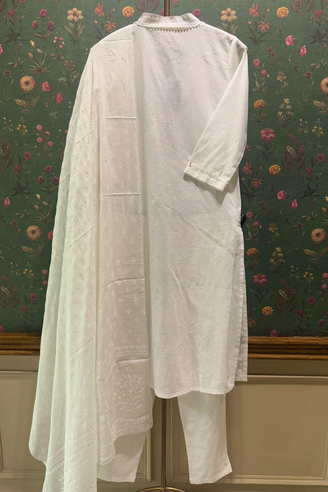 White Tailored Woven Cotton Suit Set | HER-530