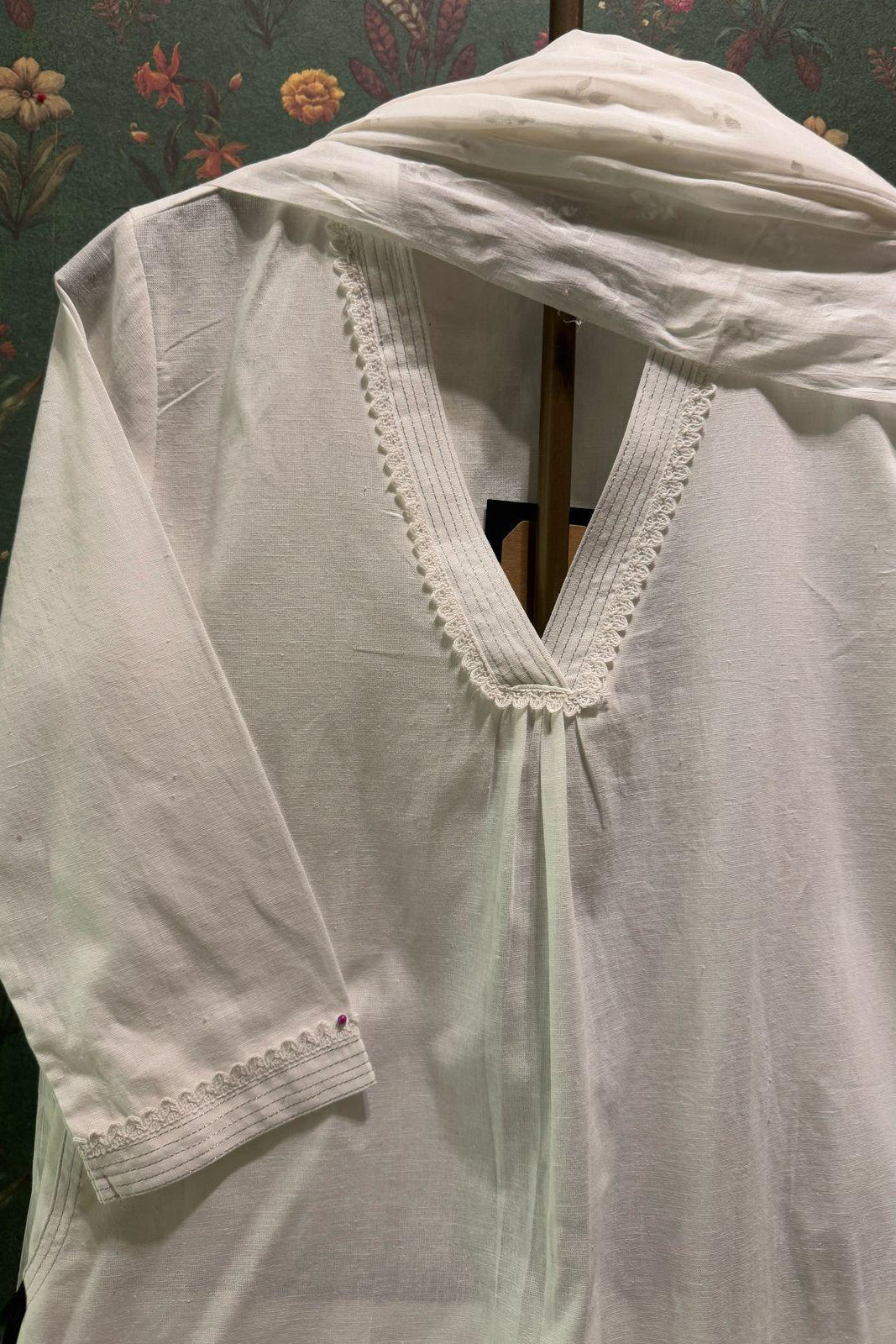 White Tailored Woven Cotton Suit Set | HER-530