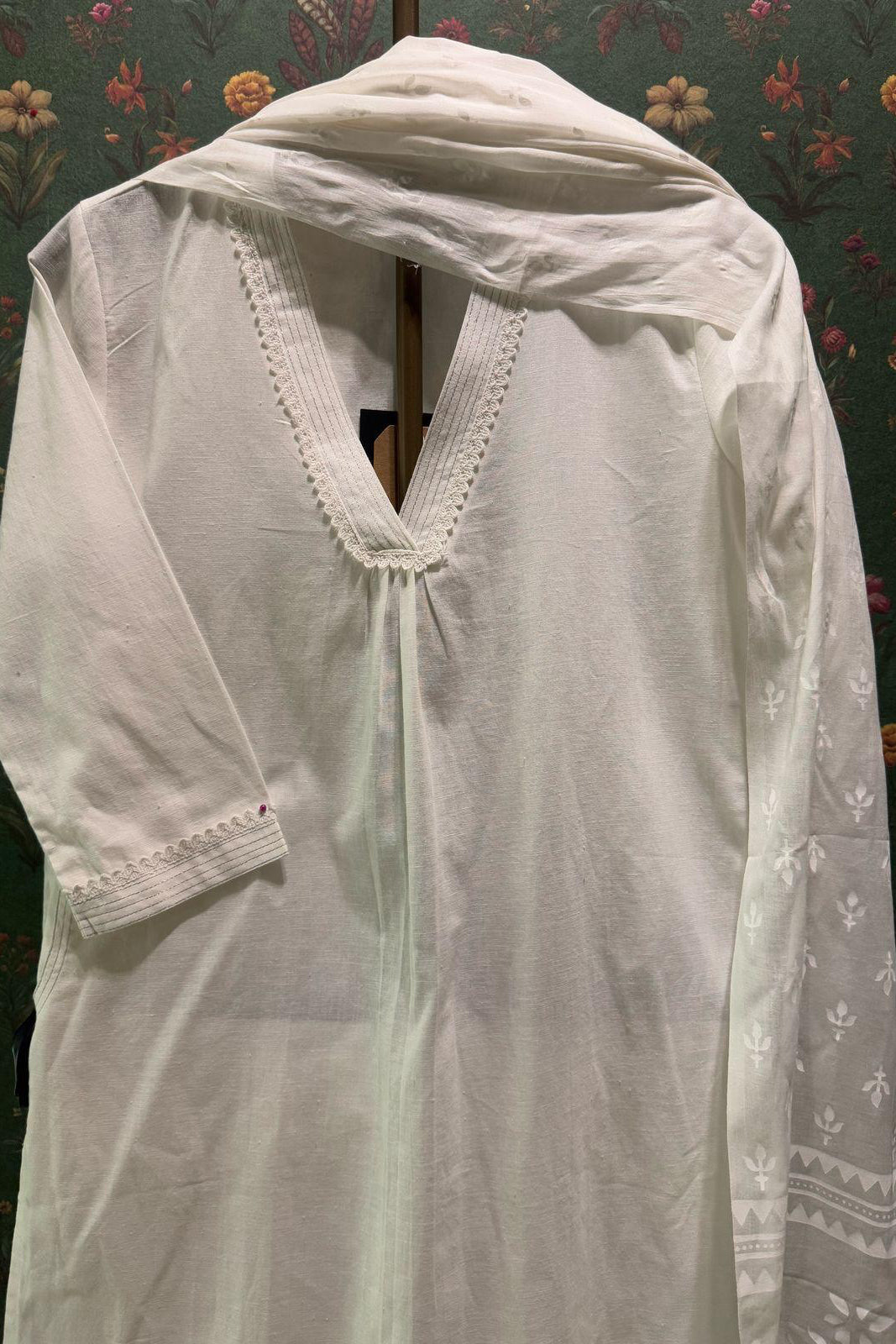 White Tailored Woven Cotton Suit Set | HER-530