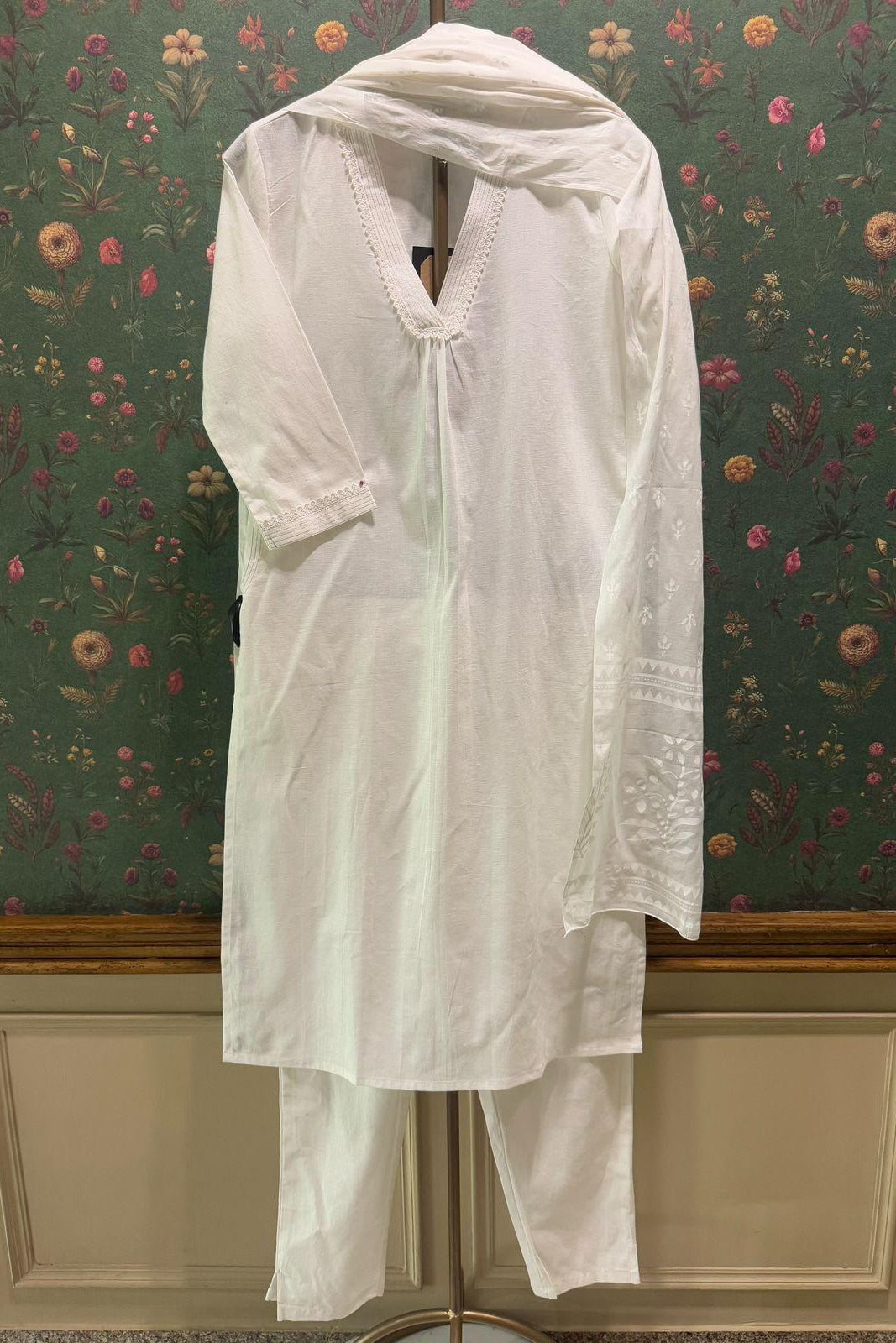 White Tailored Woven Cotton Suit Set | HER-530
