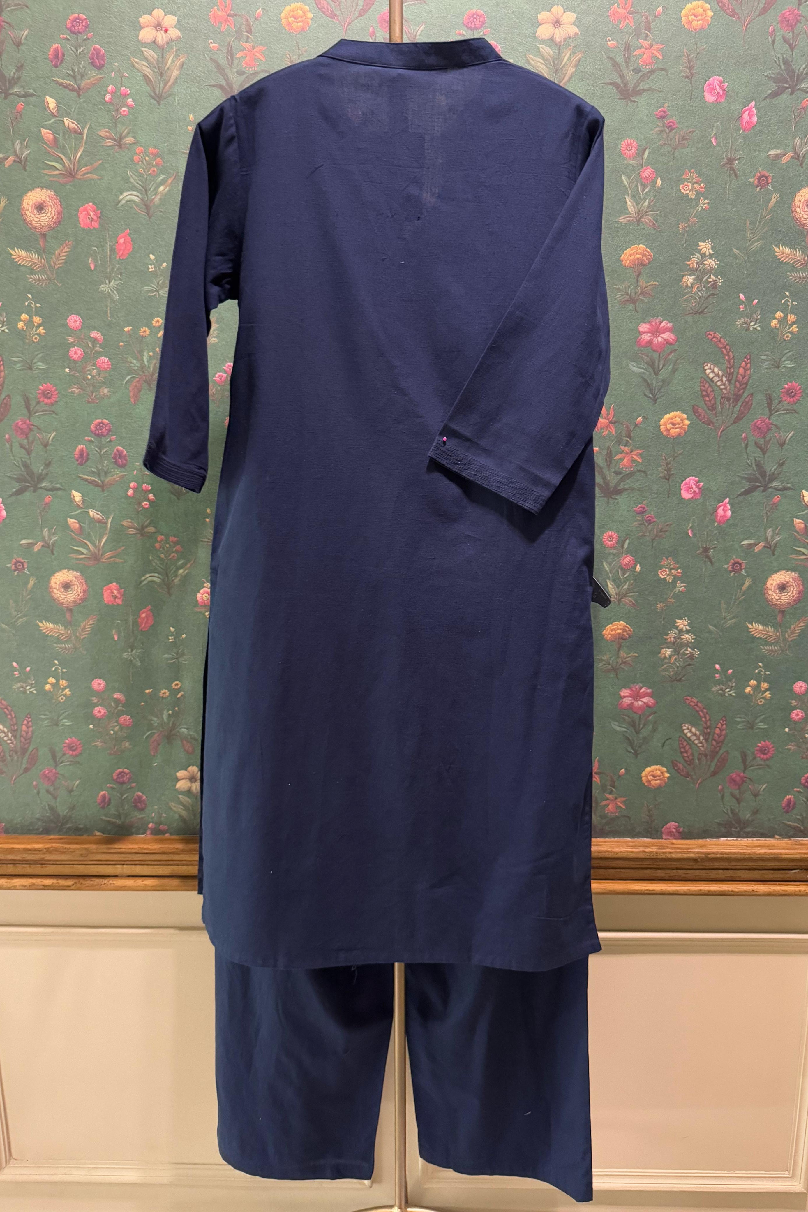 Navy Blue Minimal Kurta/Co-ord Set