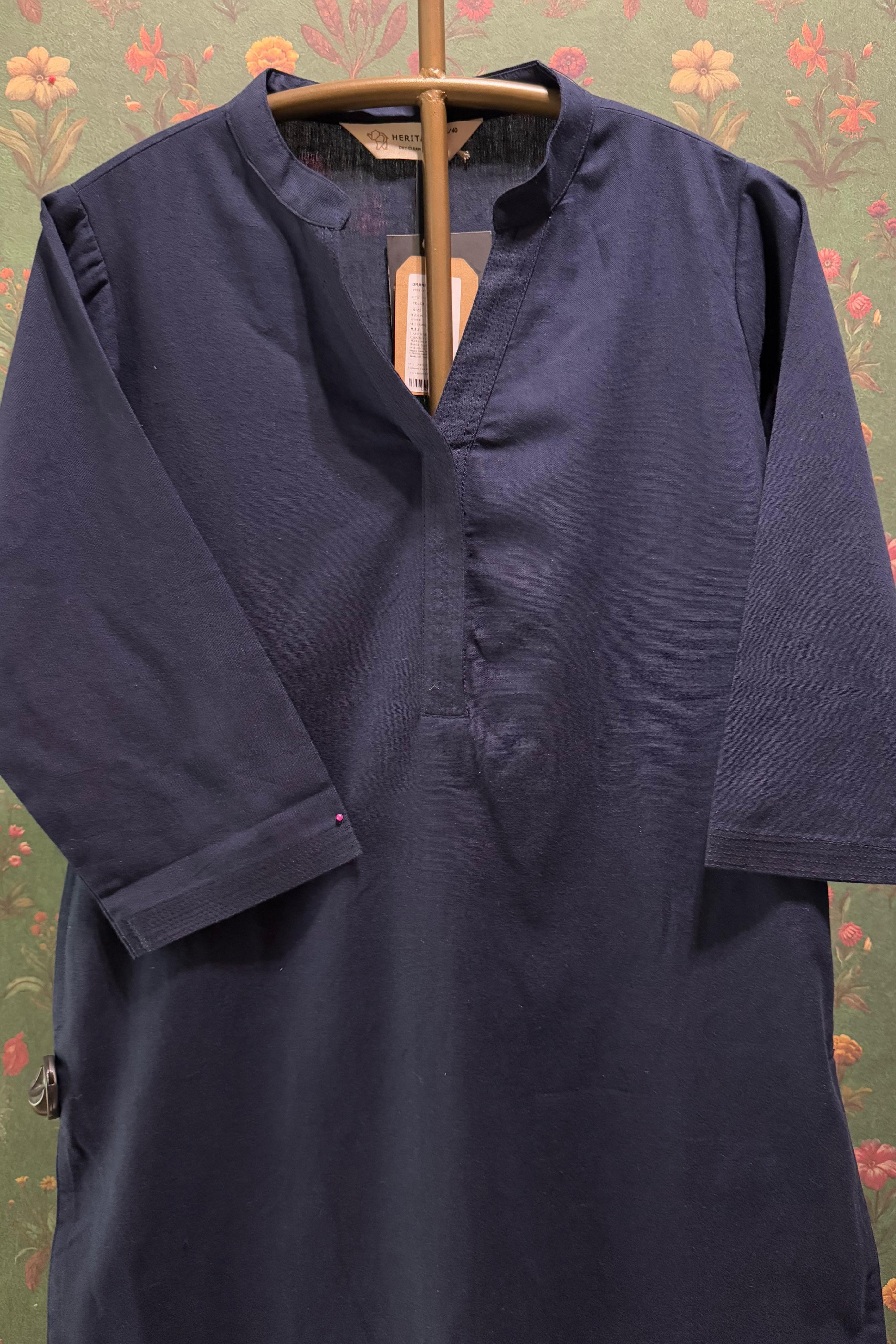 Navy Blue Minimal Kurta/Co-ord Set