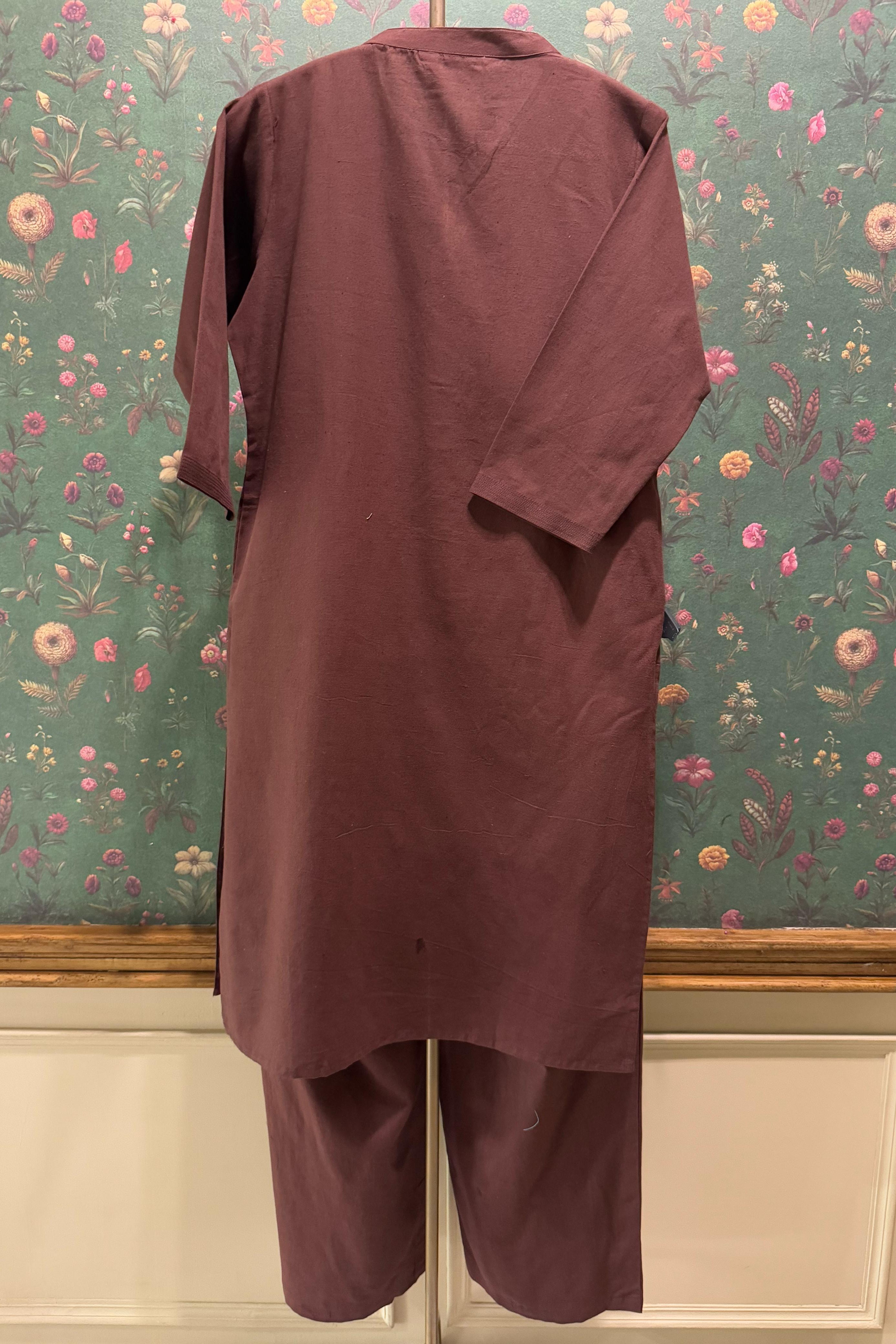 Earthy Maroon Minimal Kurta/Co-ord Set | HER-527