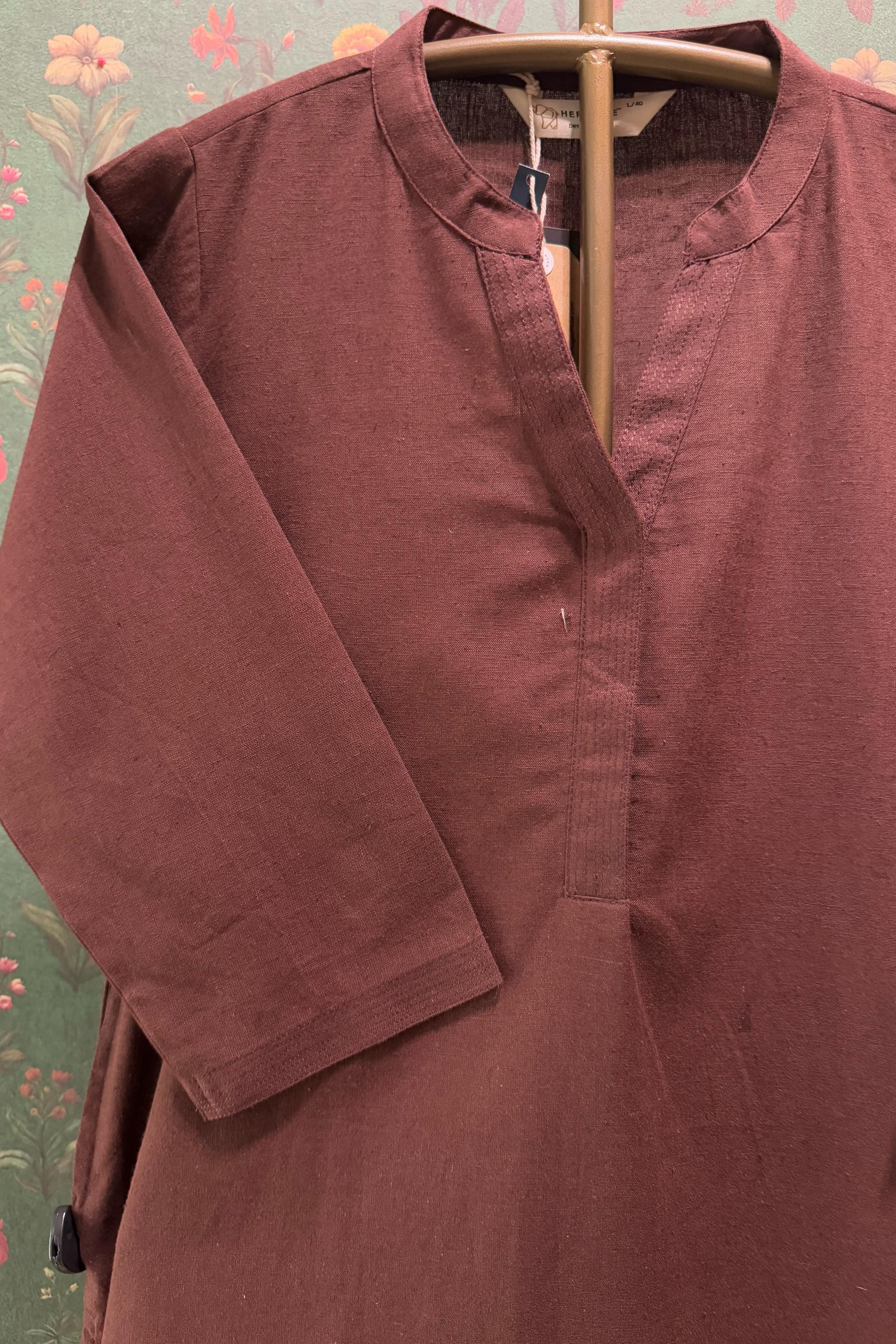 Earthy Maroon Minimal Kurta/Co-ord Set | HER-527