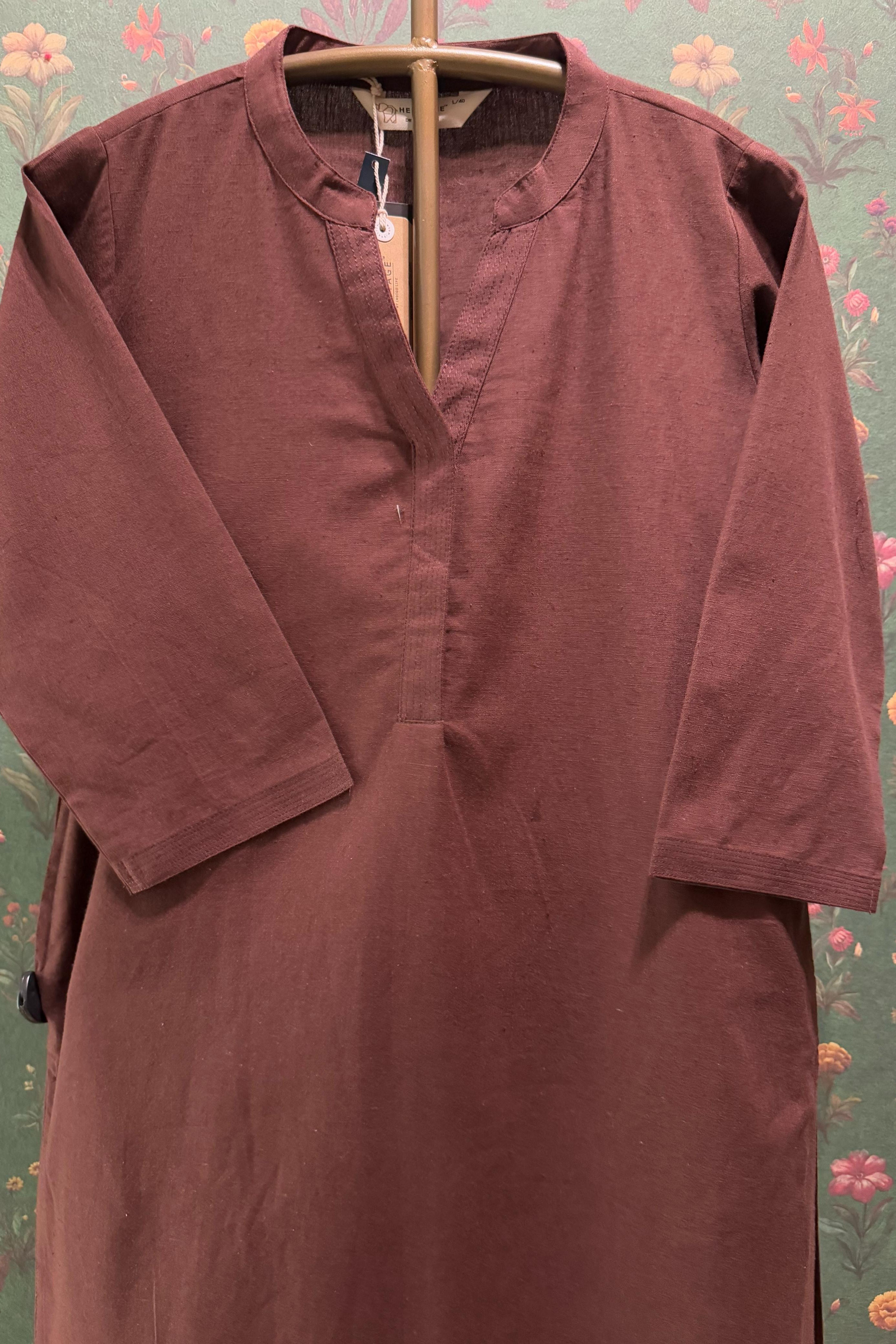 Earthy Maroon Minimal Kurta/Co-ord Set | HER-527