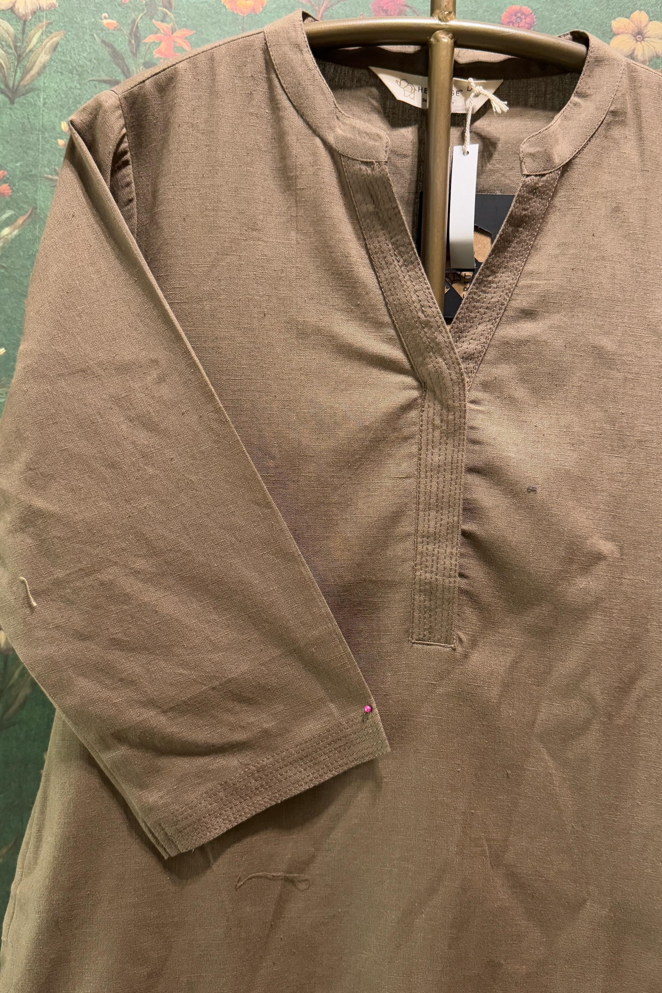 Mocha Brown Minimal Kurta/Co-ord Set | HER-527