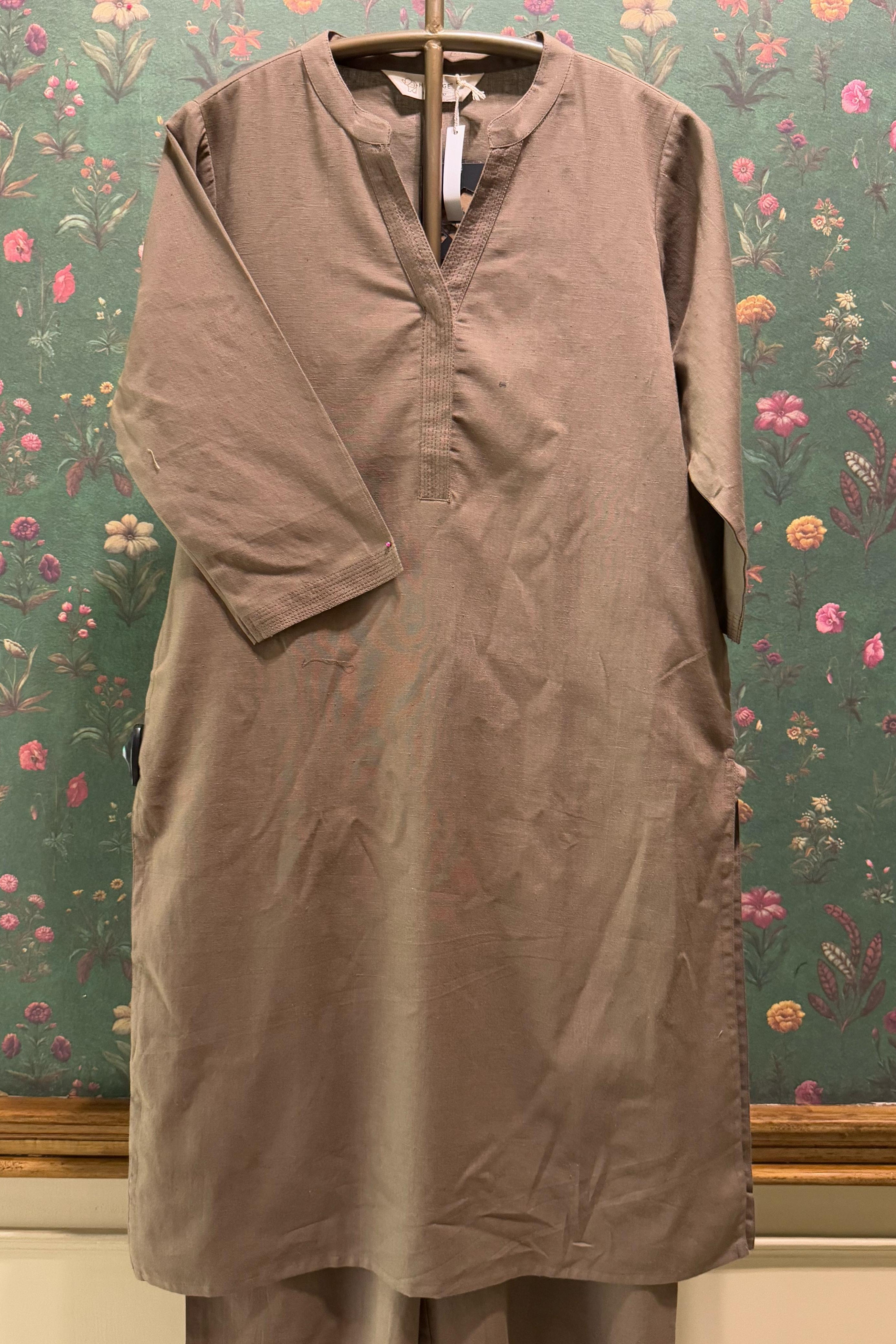 Mocha Brown Minimal Kurta/Co-ord Set | HER-527