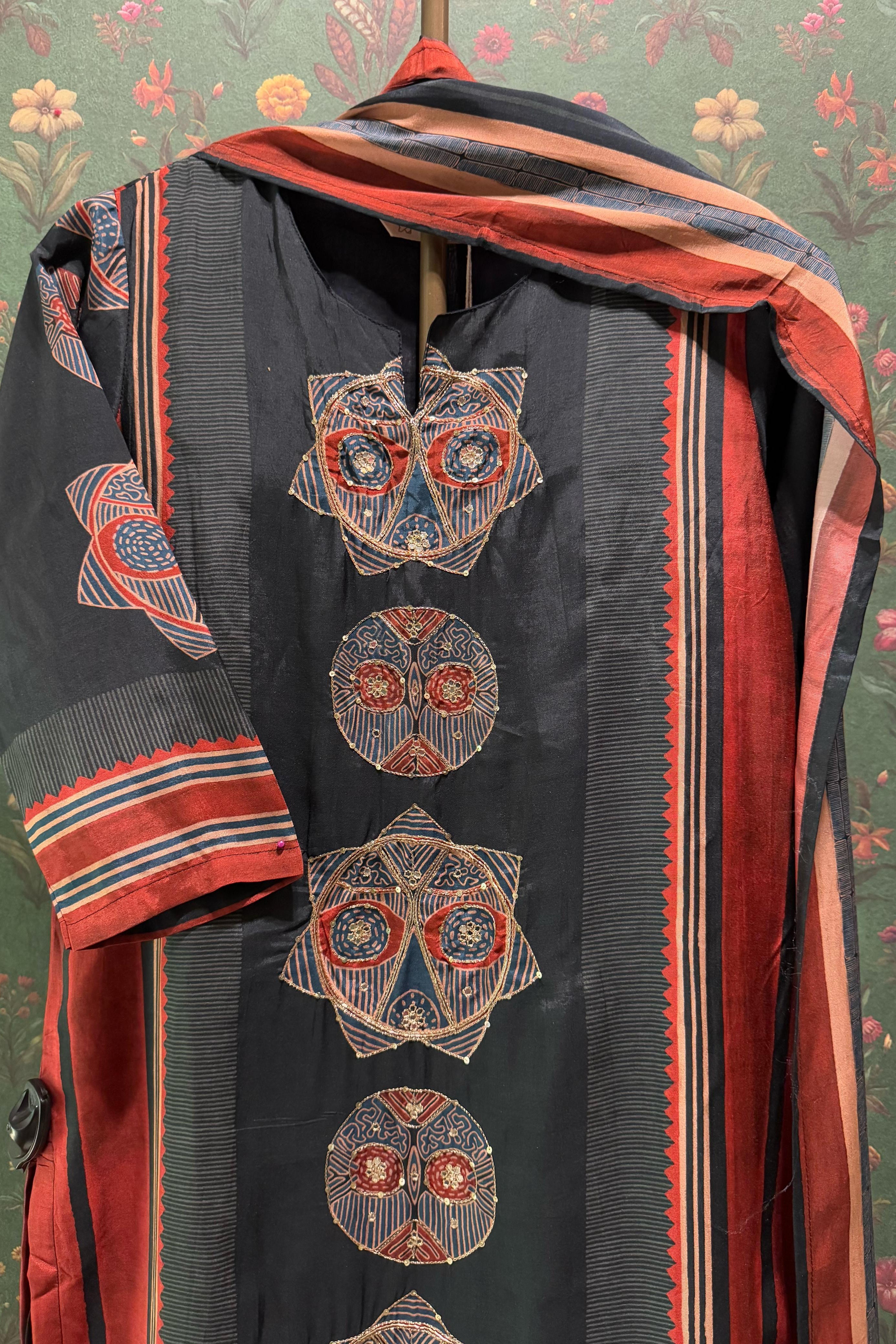 Black Muslin Suit Set | HER-393