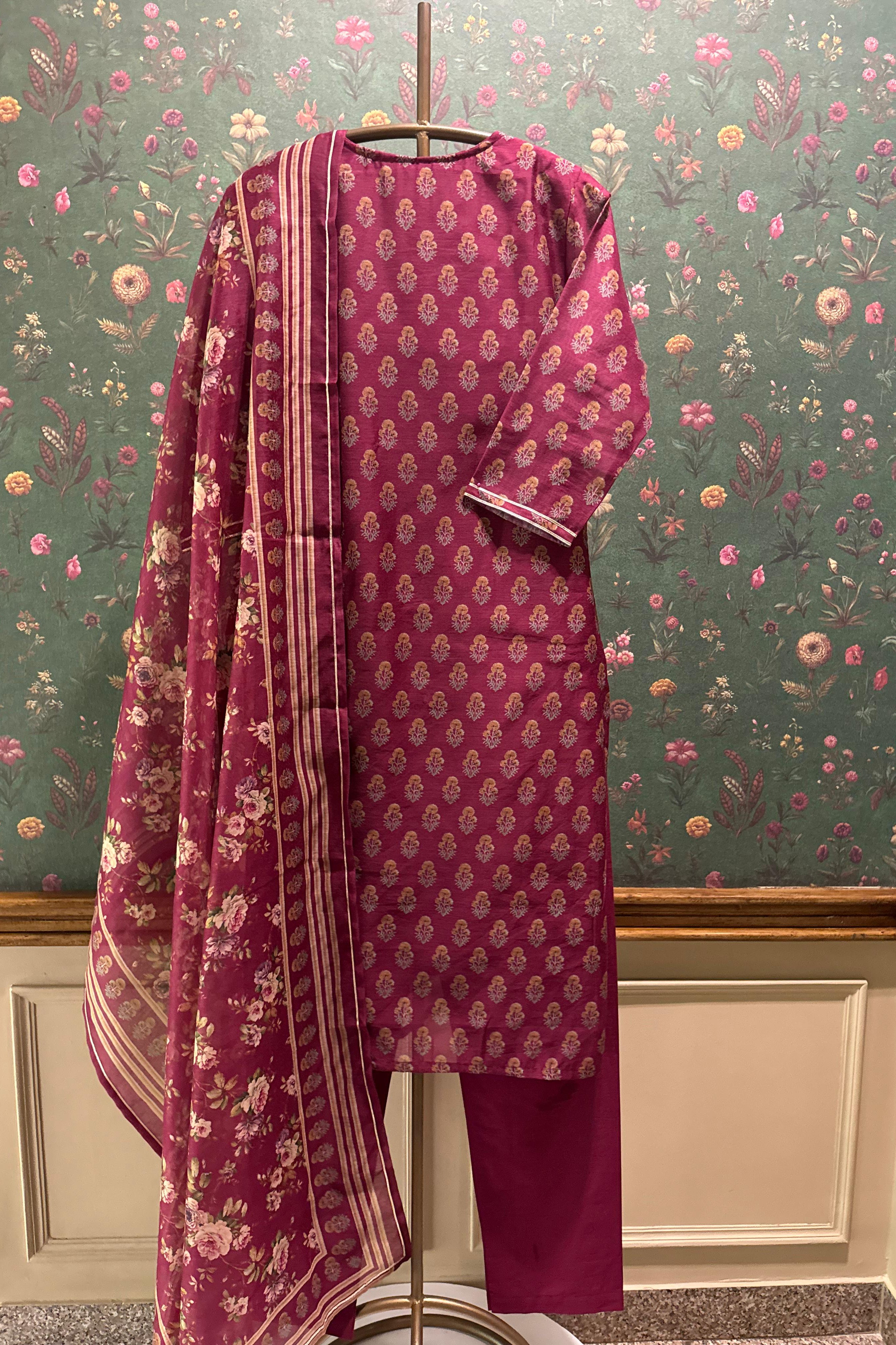 Crimson Royale Red Embroidered Suit Set | HER-365