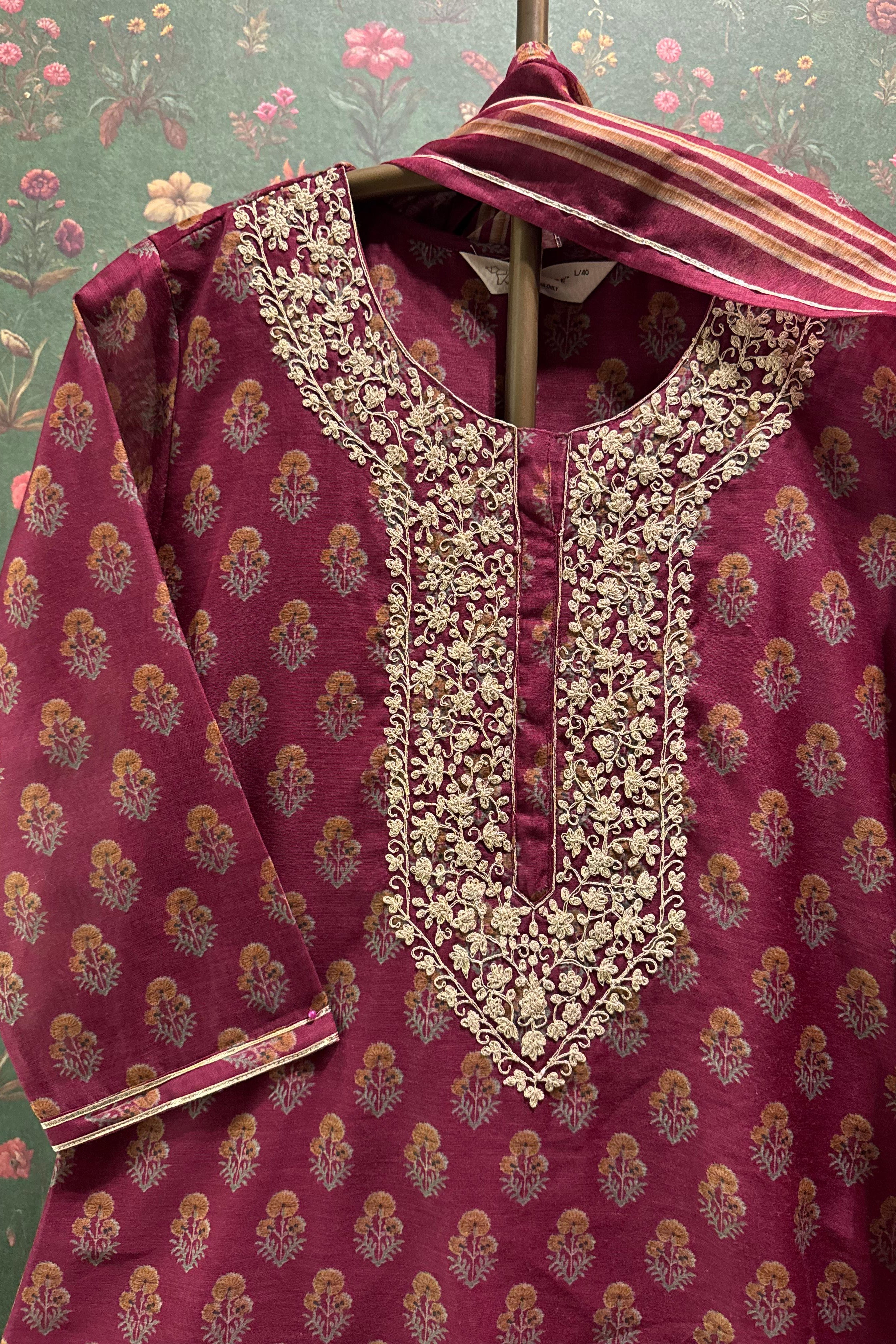 Crimson Royale Red Embroidered Suit Set | HER-365