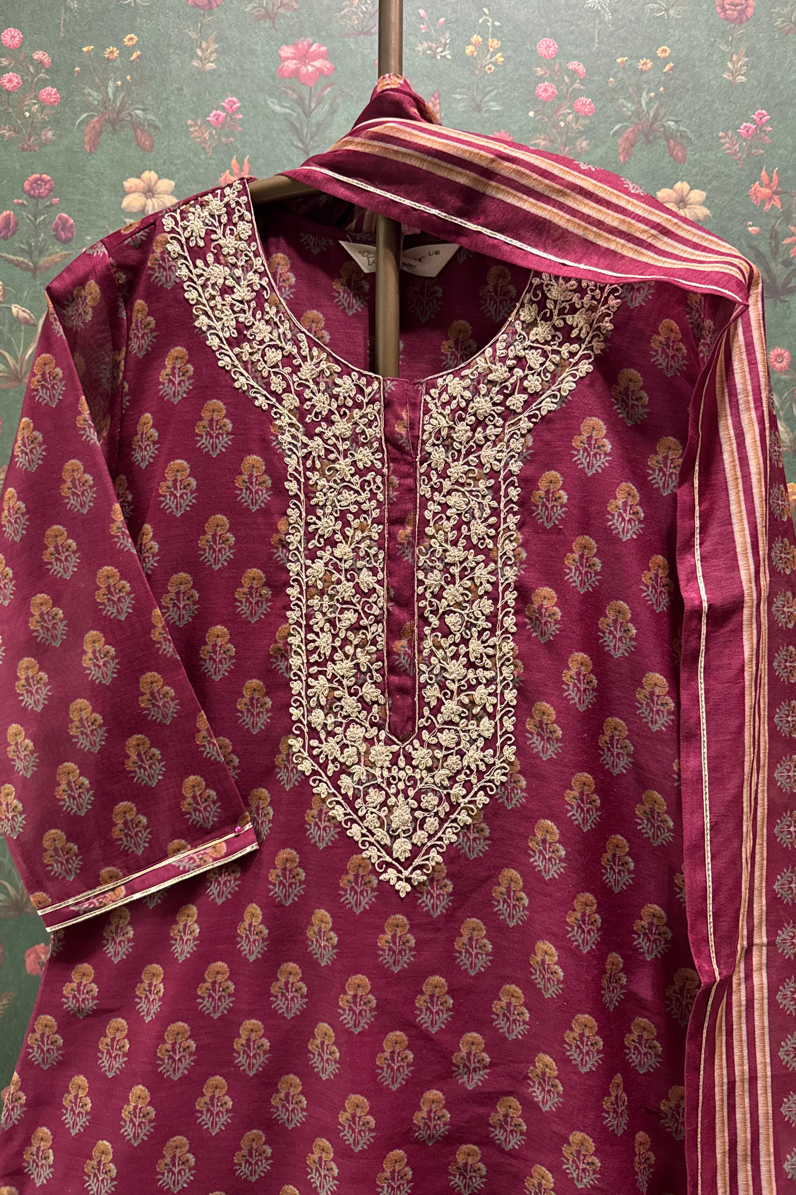 Crimson Royale Red Embroidered Suit Set | HER-365